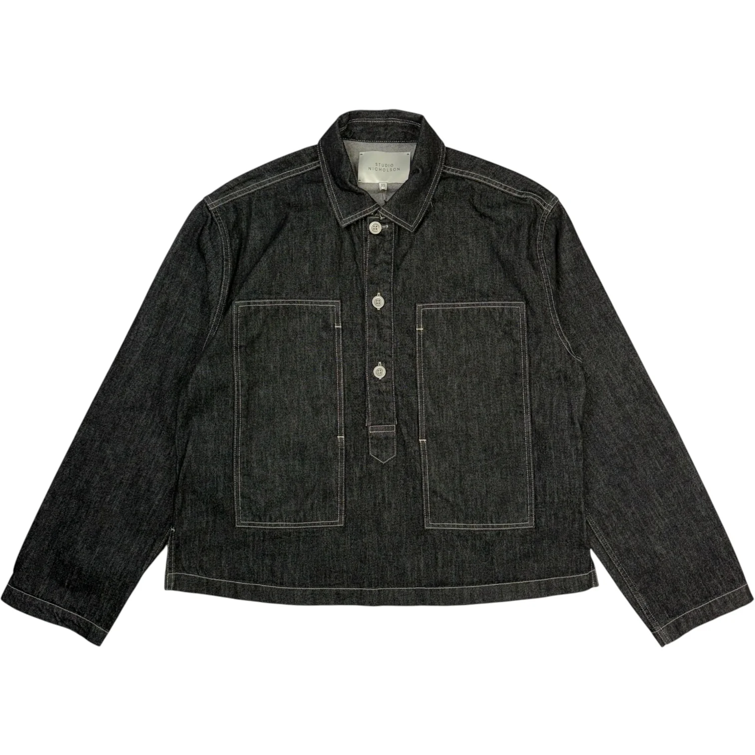 York Popover Denim Shirt Black White Weft