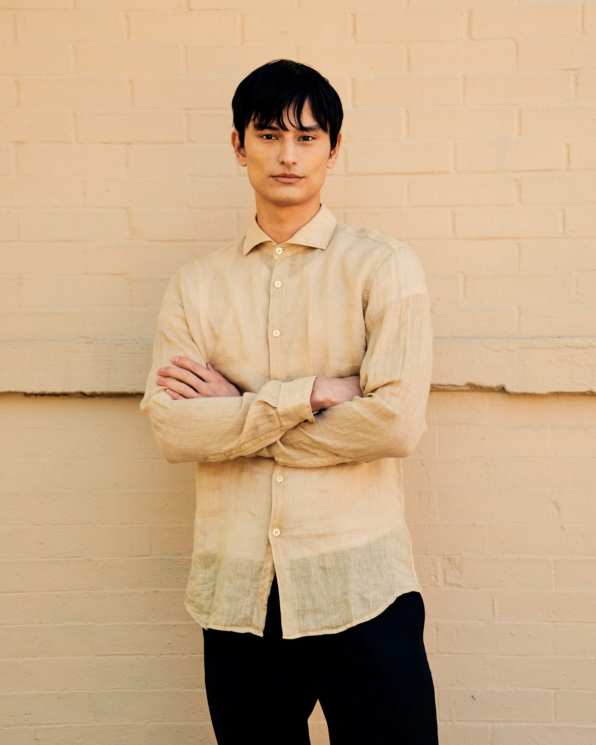 Mercer Linen Shirt Beige - Image 3