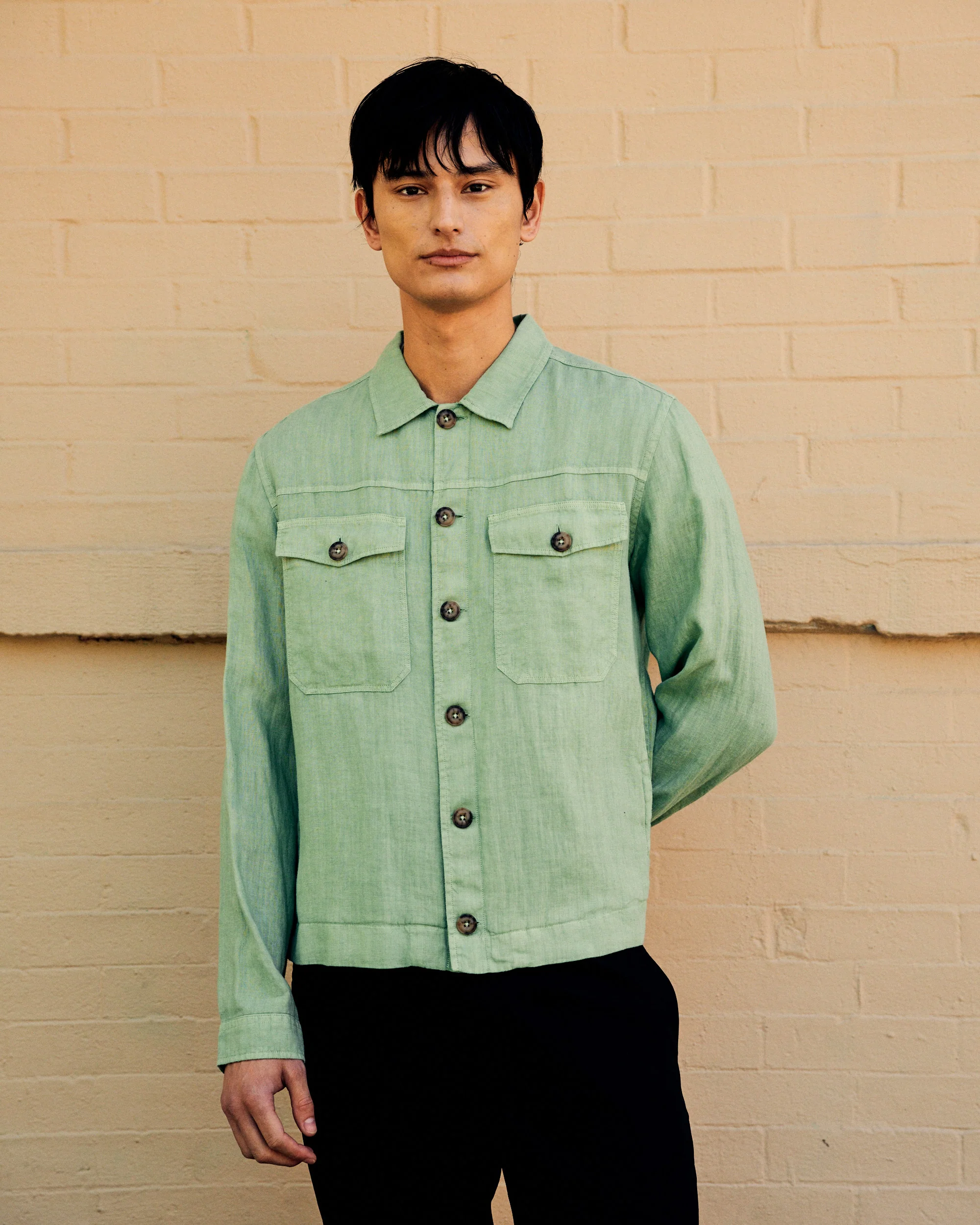 Mitchell Linen Jacket Teal - Image 3