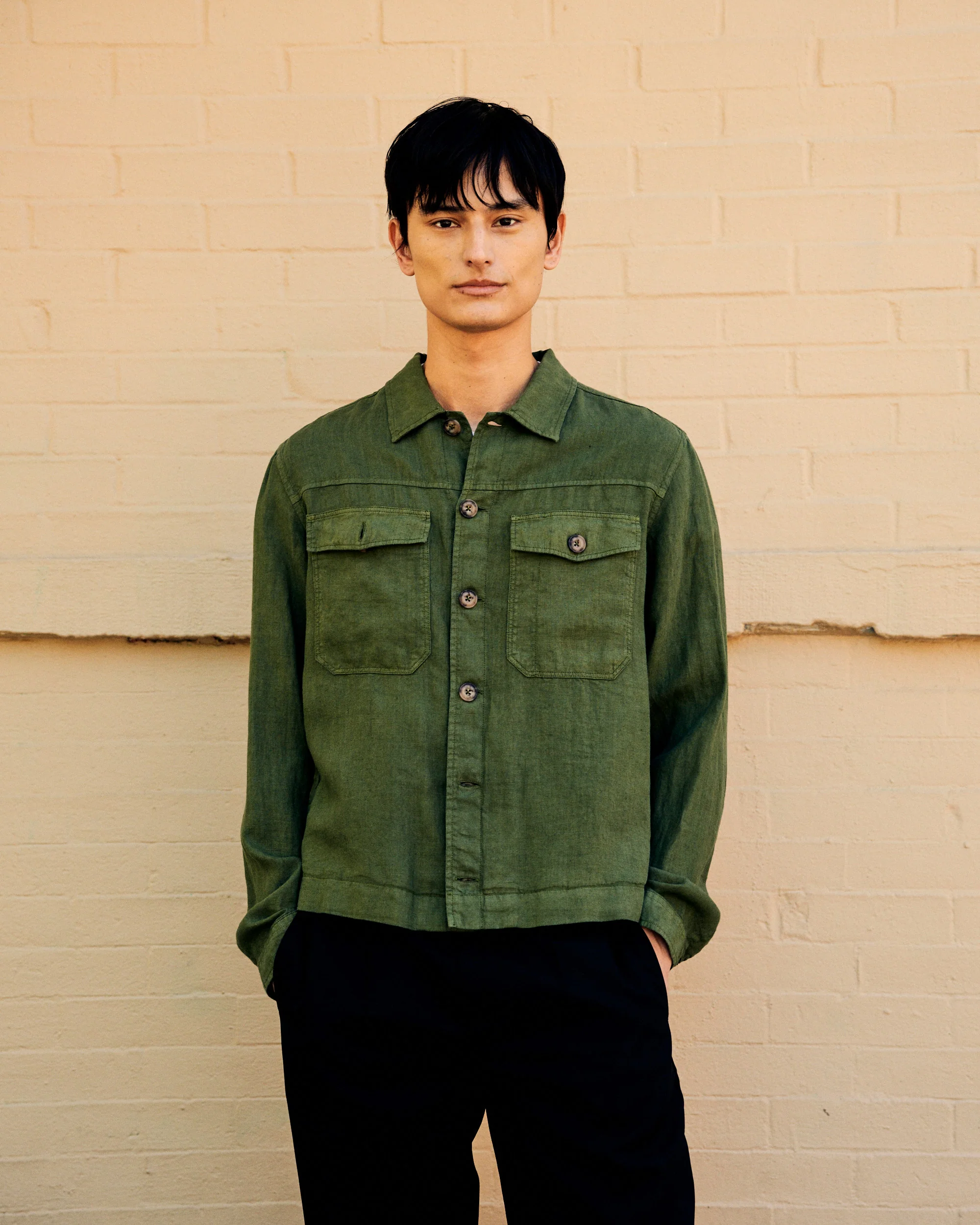 Mitchell Linen Jacket Army Green