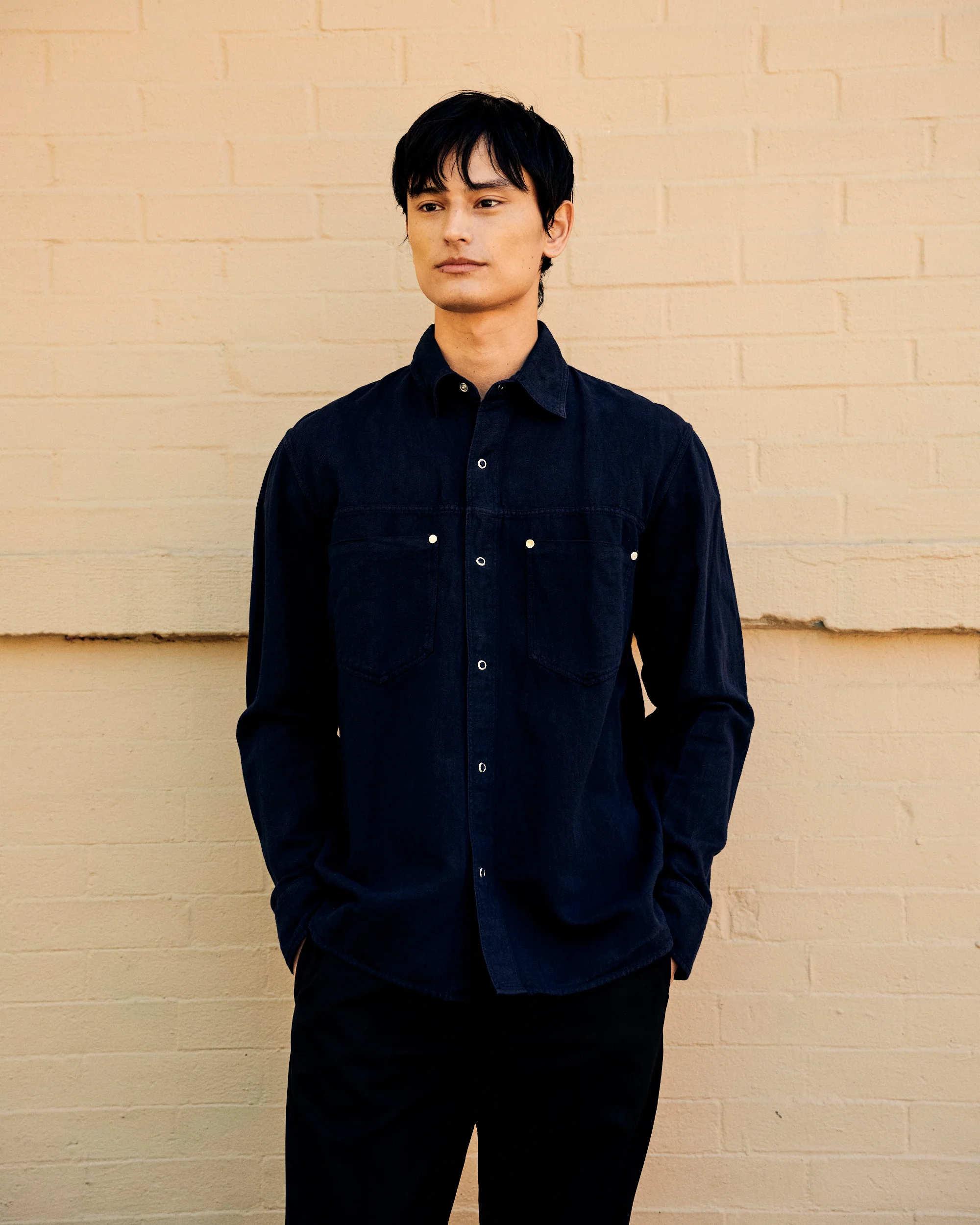 Sandell Cotton-Linen Overshirt Navy