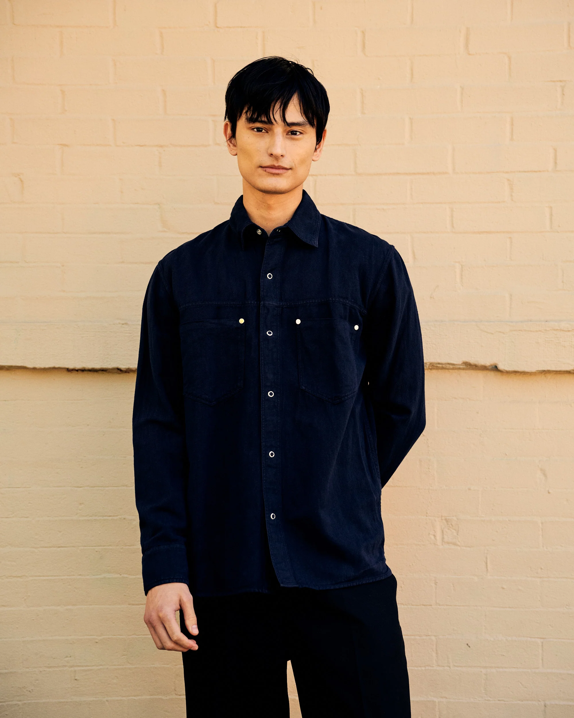 Sandell Cotton-Linen Overshirt Navy - Image 3