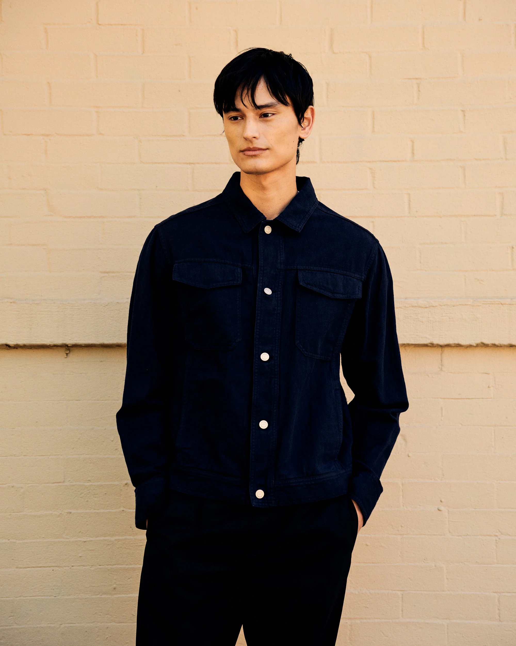 Saul Cotton-Linen Jacket Navy - Image 2