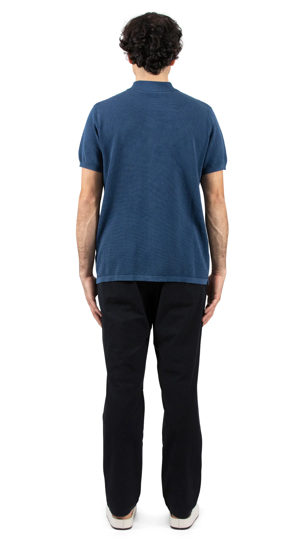 Three Pocket Knit Pullover Blue Cotton - Image 4