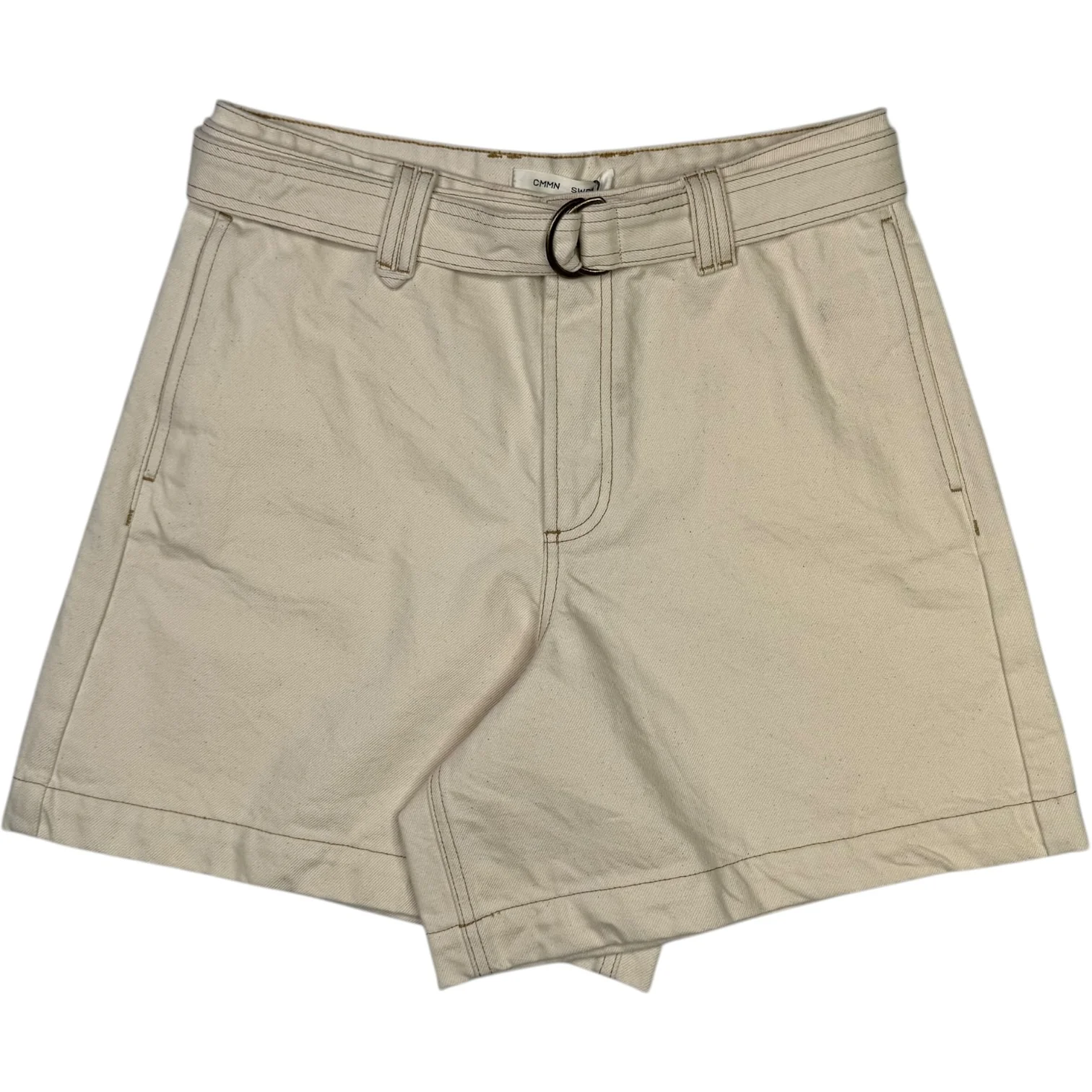 Aadan Belted Denim Shorts Ecru