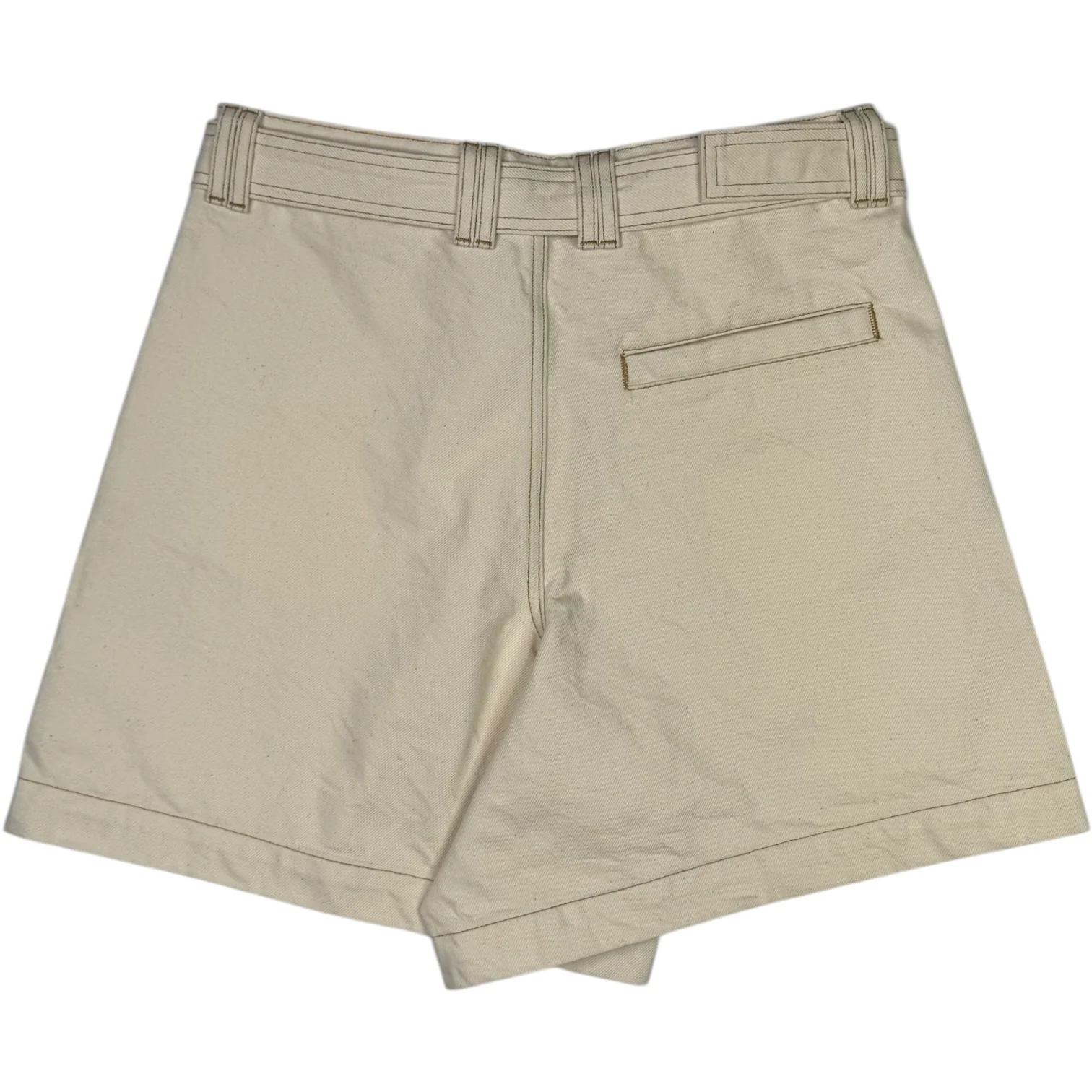 Aadan Belted Denim Shorts Ecru - Image 2