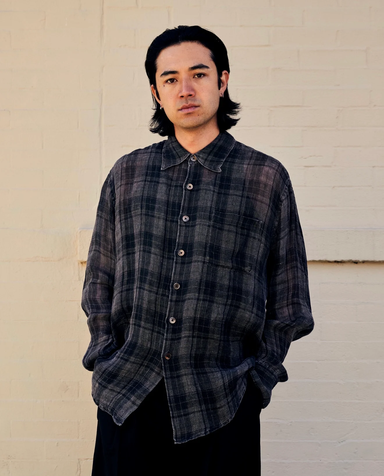 Above Shirt Penumbra Check Sheercoat Linen - Image 2