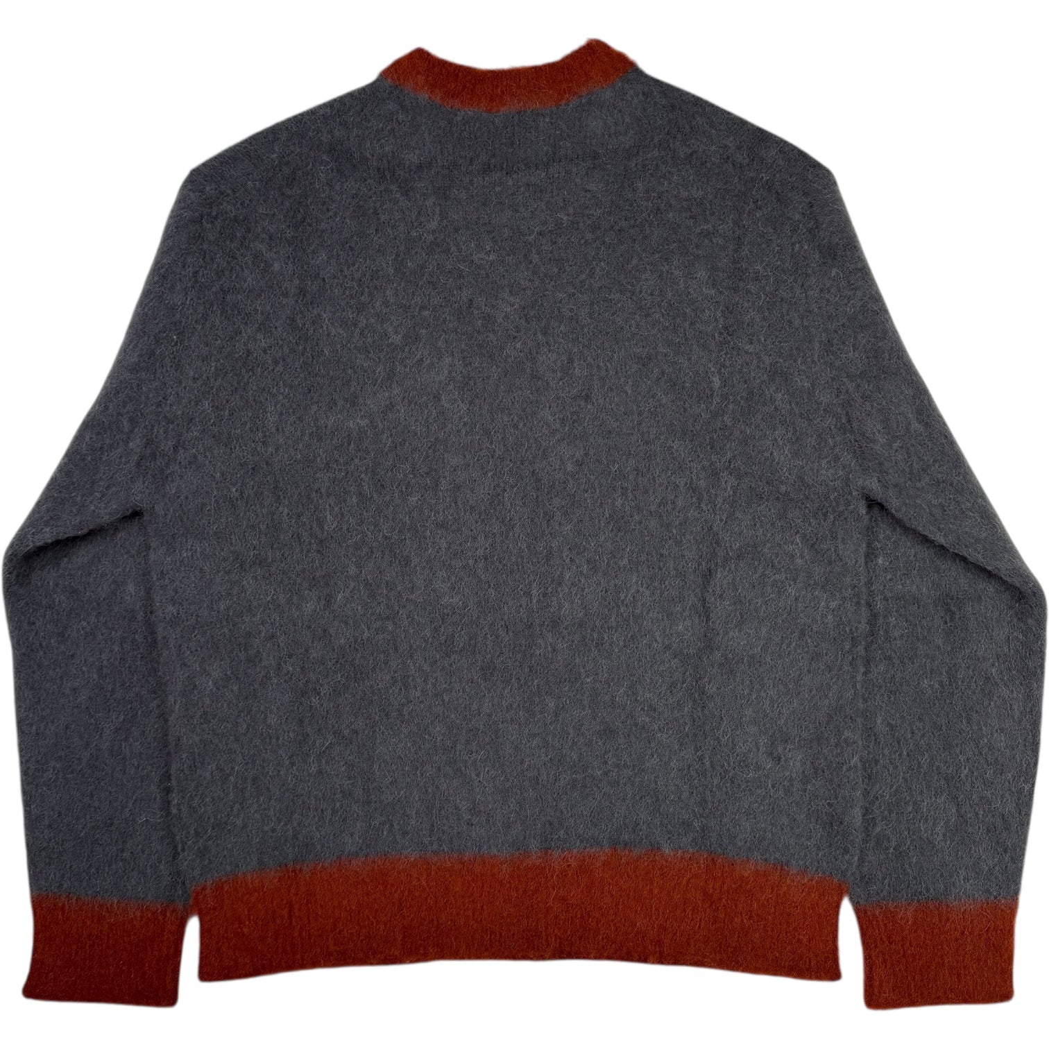 Alpaca Crewneck Sweater Grey Burnt Orange - Image 2