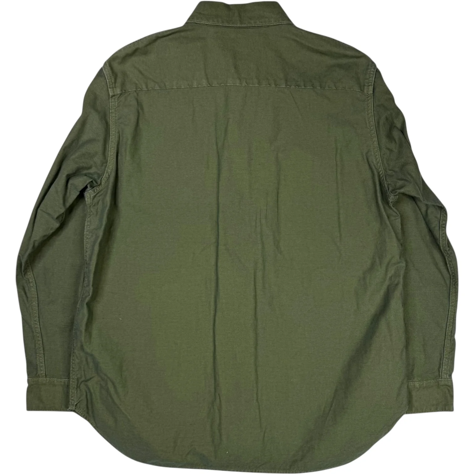 Back Satin Long Shirt Jacket Olive Cotton Linen - Image 2