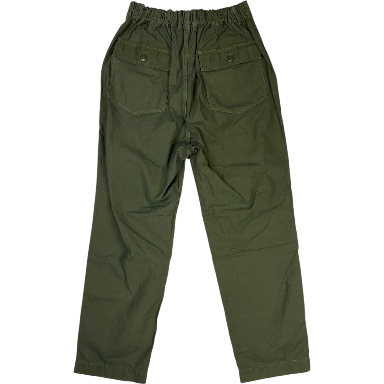 Back Satin Wide Baker Pants Olive Cotton Linen - Image 2