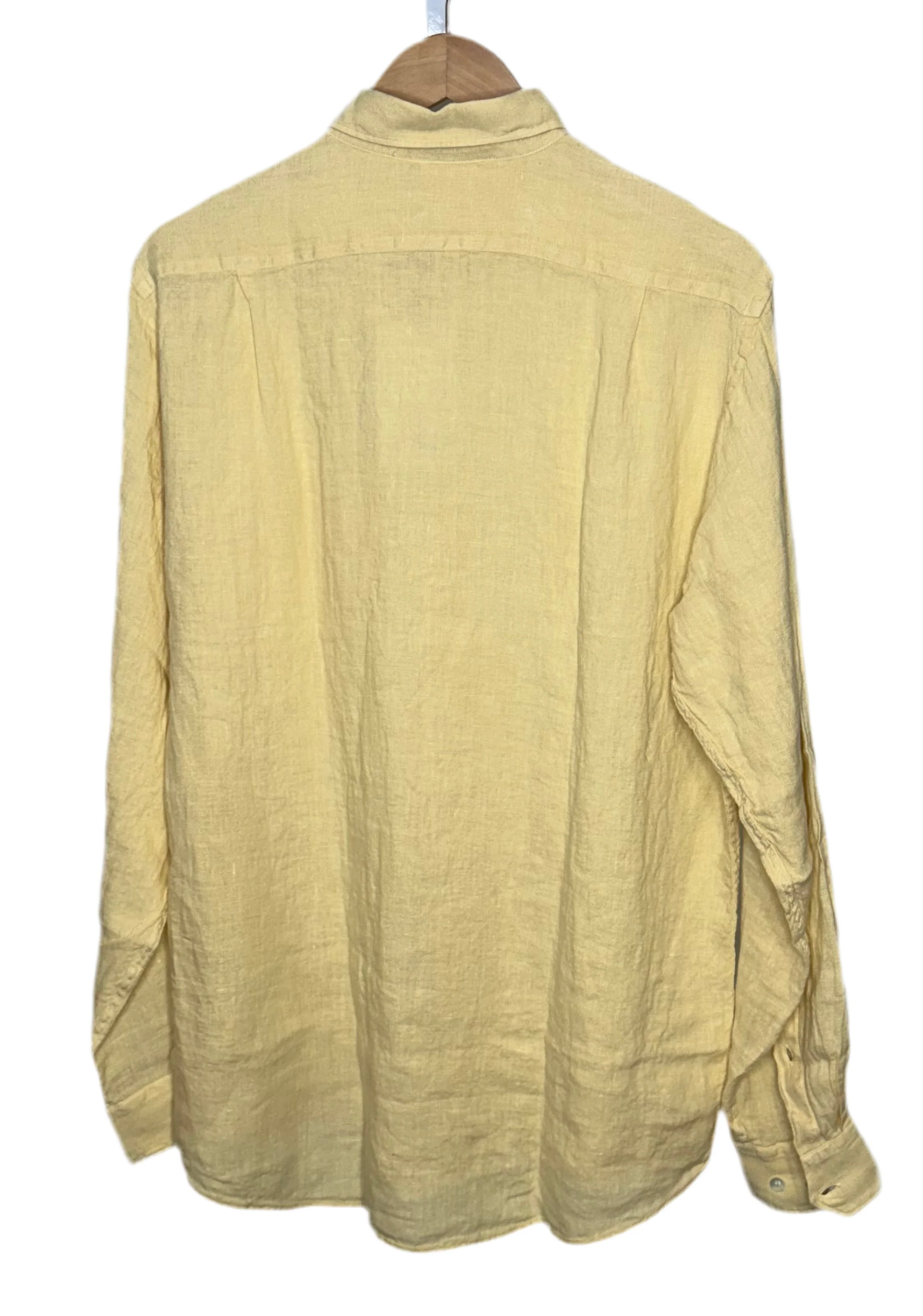 Bastos Loose Fit Button Down Shirt Pale Yellow Linen - Image 2
