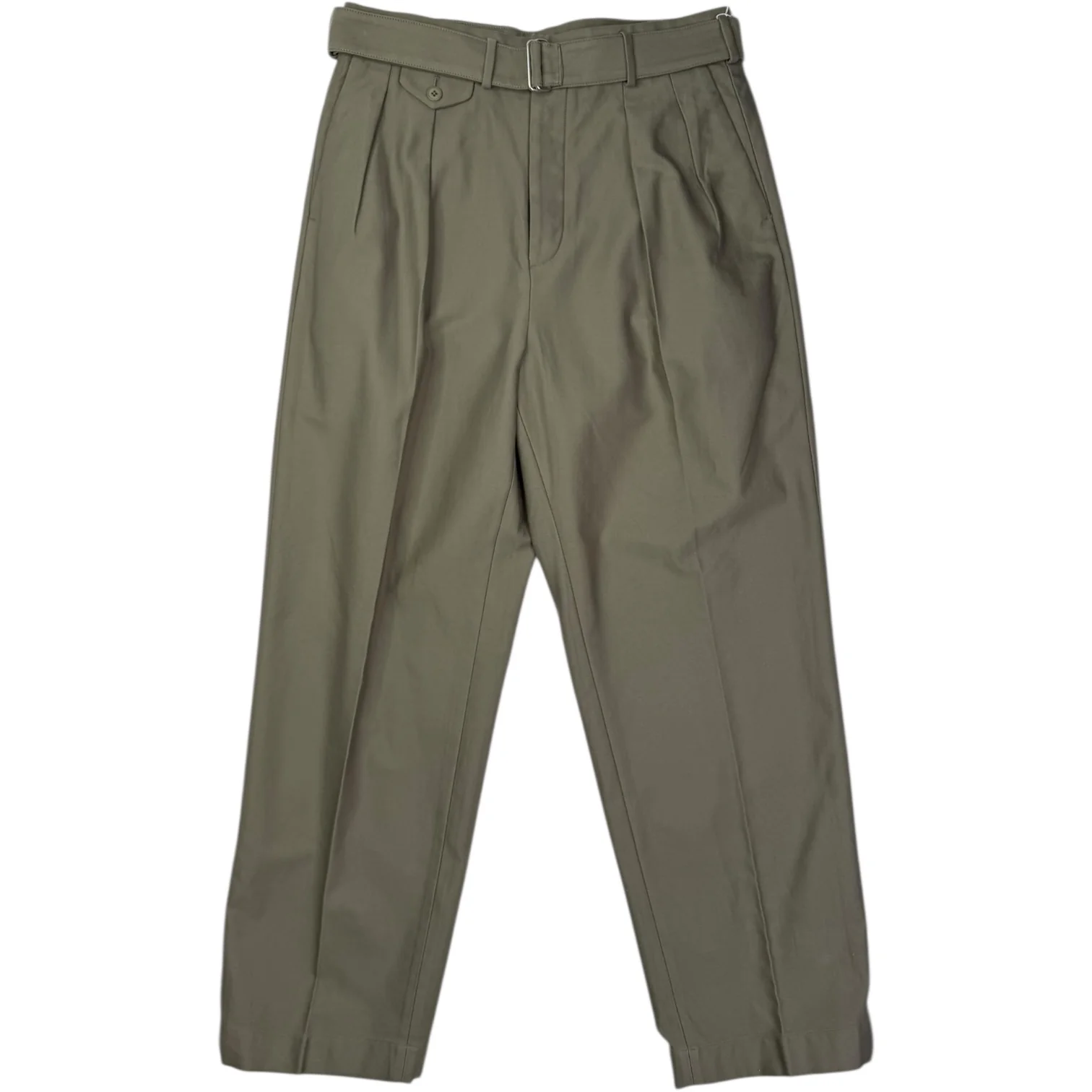 Belted Riviera Cotton Trouser Olive