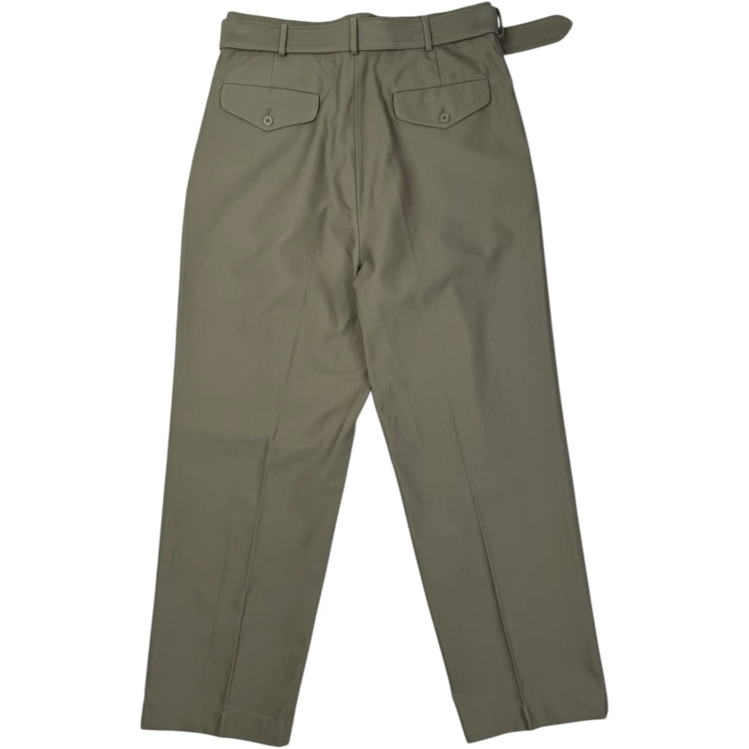 Belted Riviera Cotton Trouser Olive - Image 2