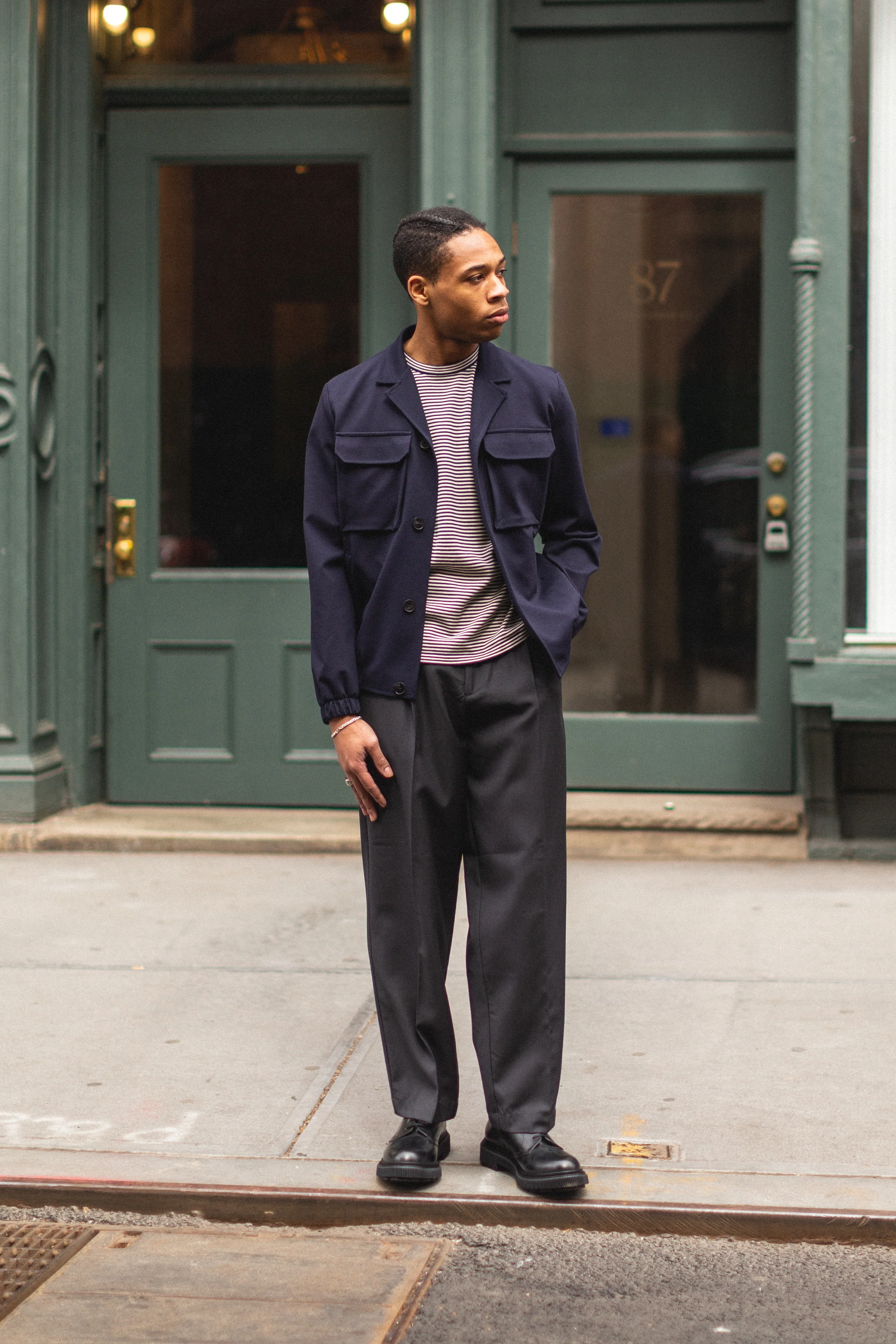 Blouson Jacket Technical Viscose Navy Blue - Image 4