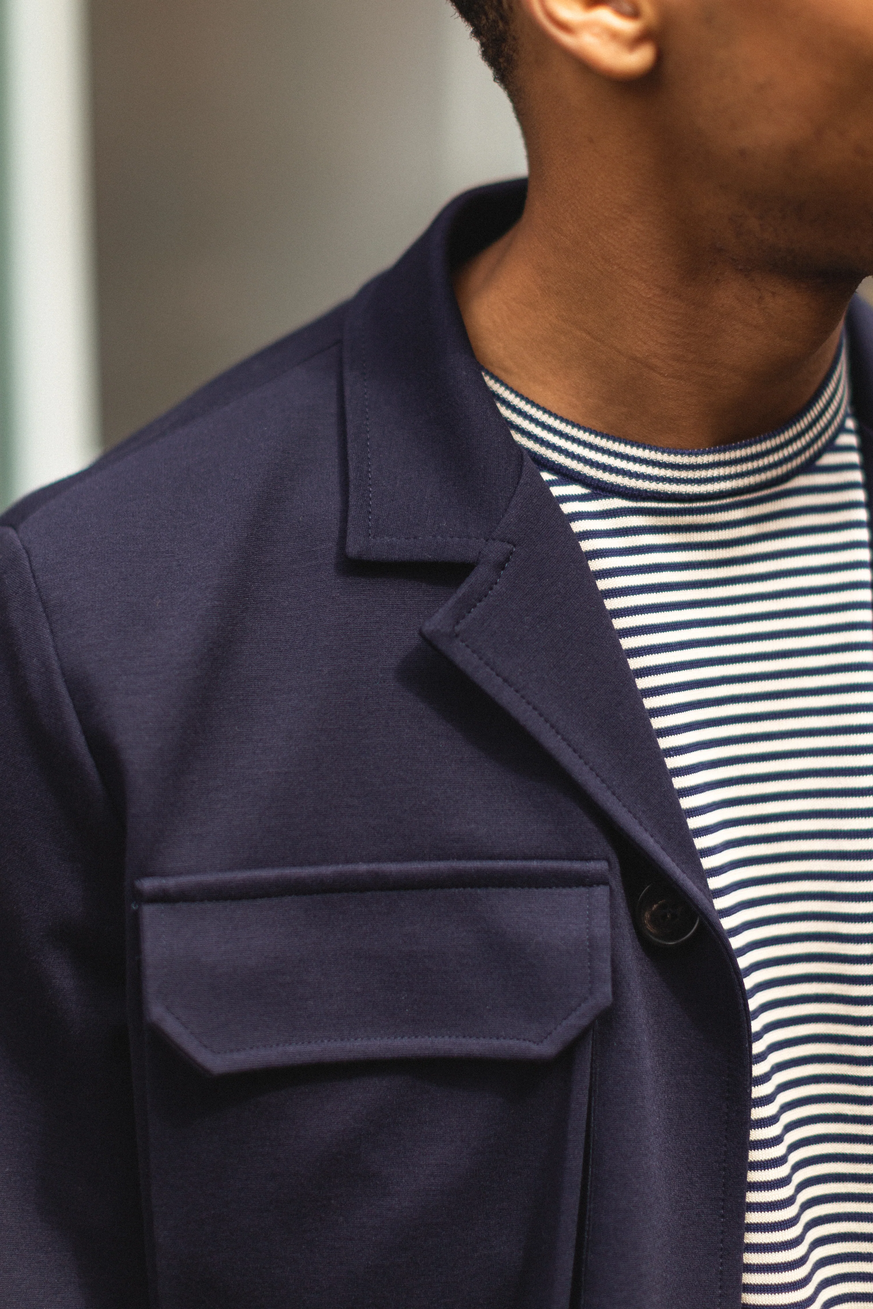 Blouson Jacket Technical Viscose Navy Blue - Image 8
