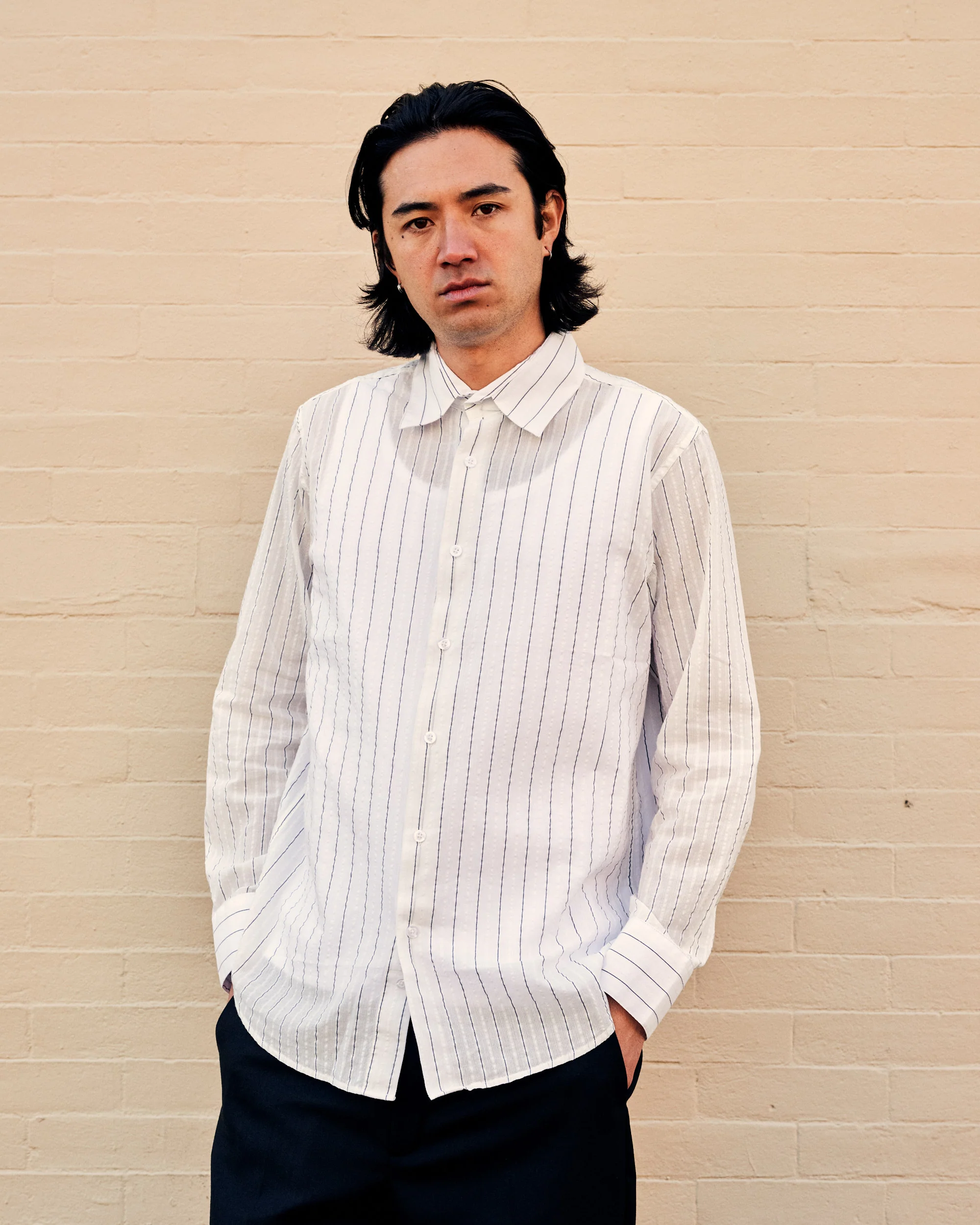 Business Shirt White Blue Stripe - Image 4