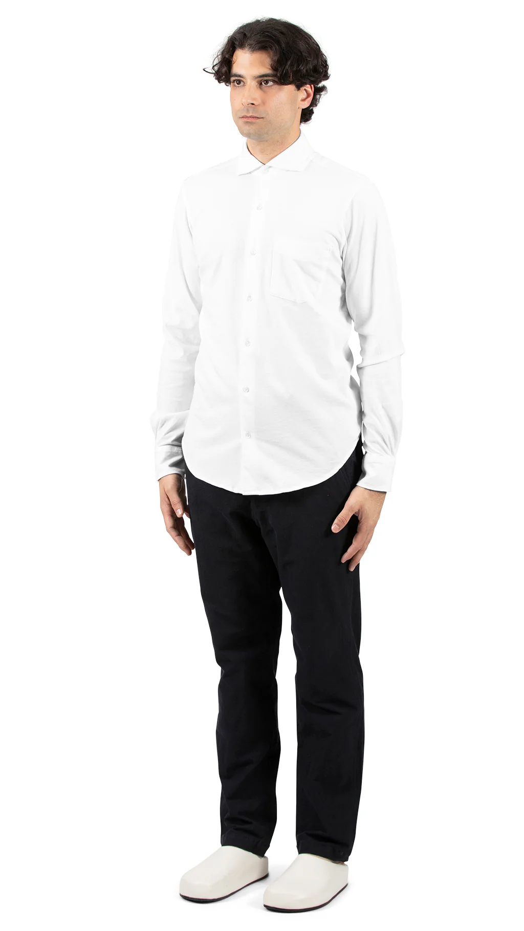 Button Front Jersey Shirt White - Image 3