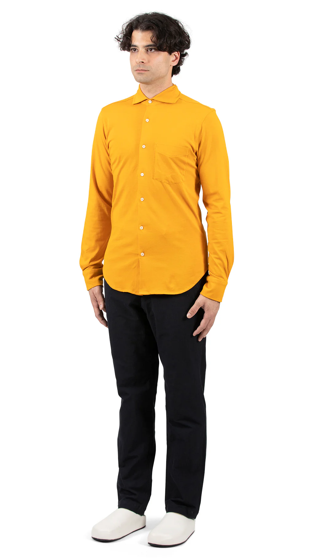 Button Front Jersey Shirt Gold - Image 3