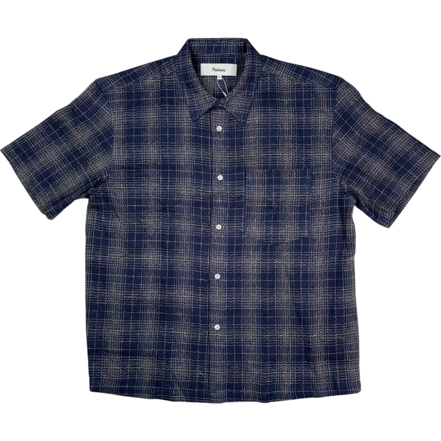 Checkered Shirt Cotton Linen Blue