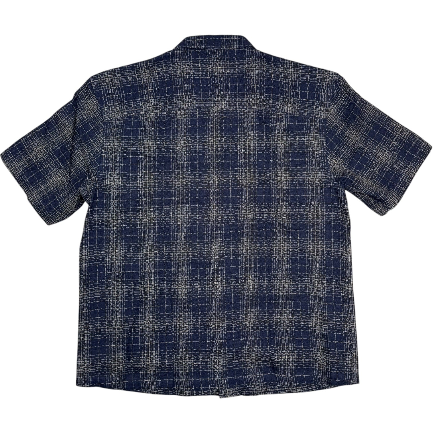 Checkered Shirt Cotton Linen Blue - Image 2