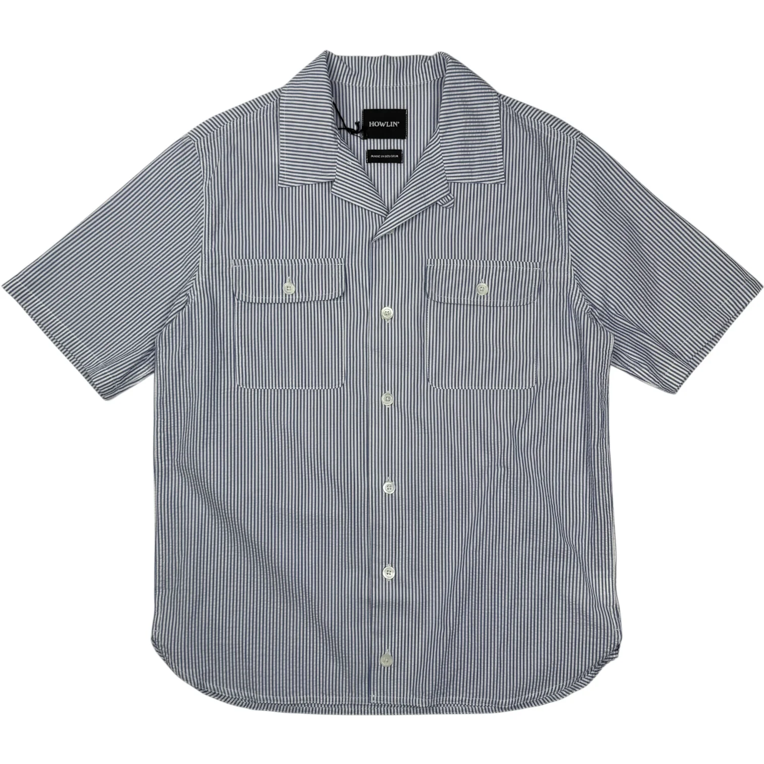 Cool Breeze Shirt Seersucker Stripes Blue Moon