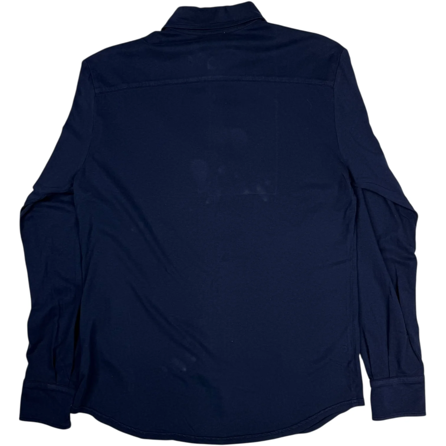 Cotton Jersey Button Front Shirt Navy - Image 2