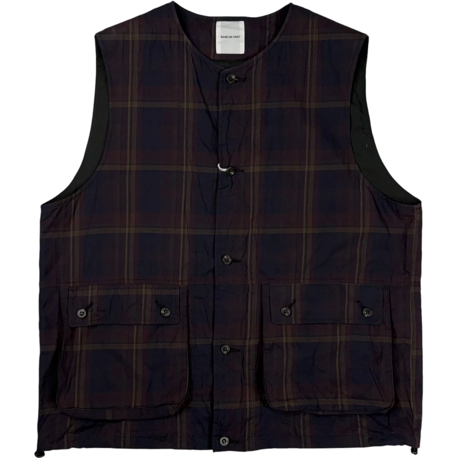 Crinkle Cotton Wine Work Vest