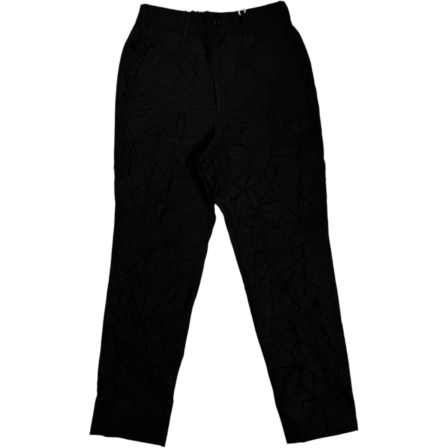 Crinkle Wool Linen Black Trouser
