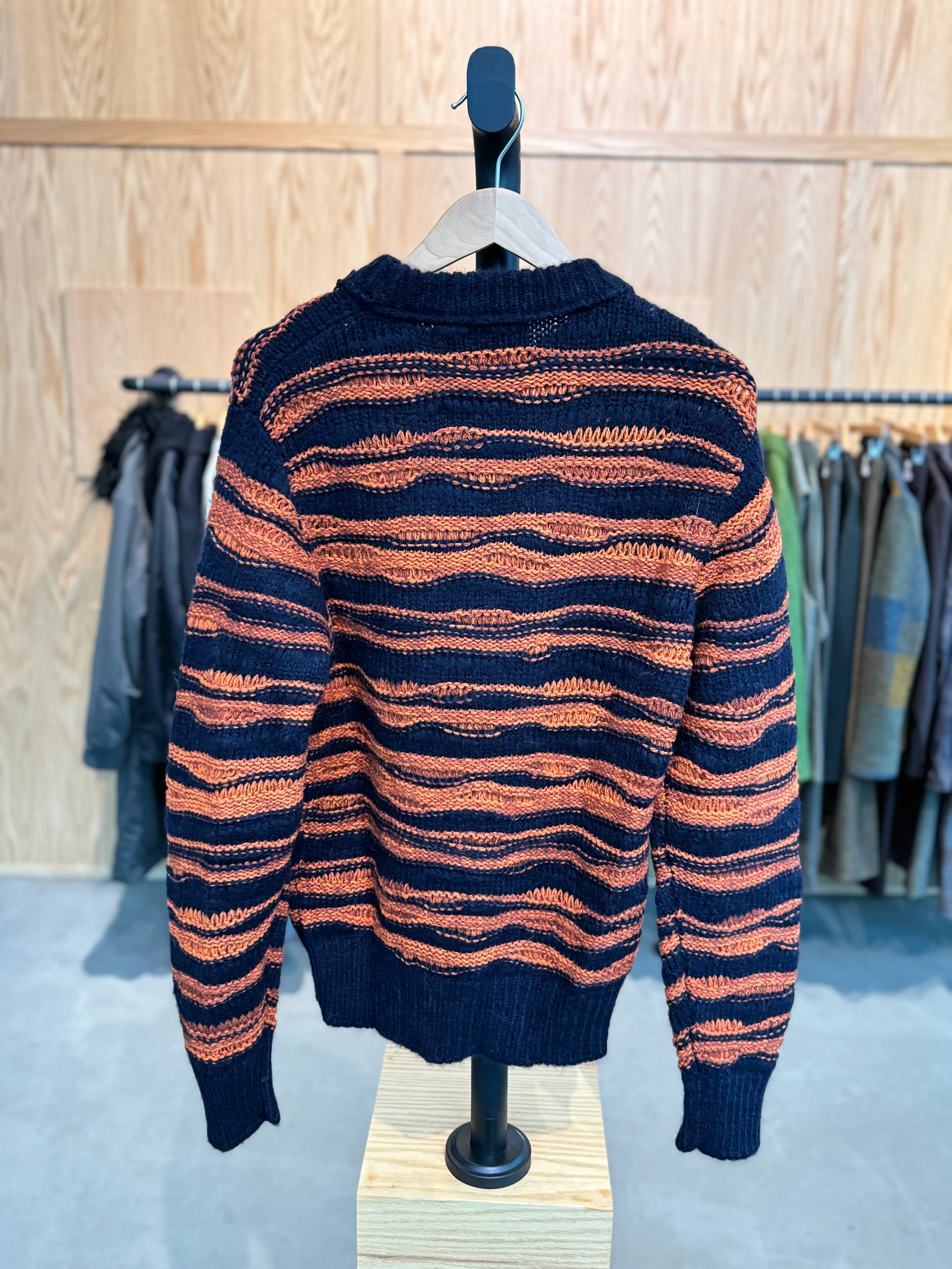 Cueva x Doppiaa FW24 Collaboration Round Neck Black Orange Stripe - Image 3
