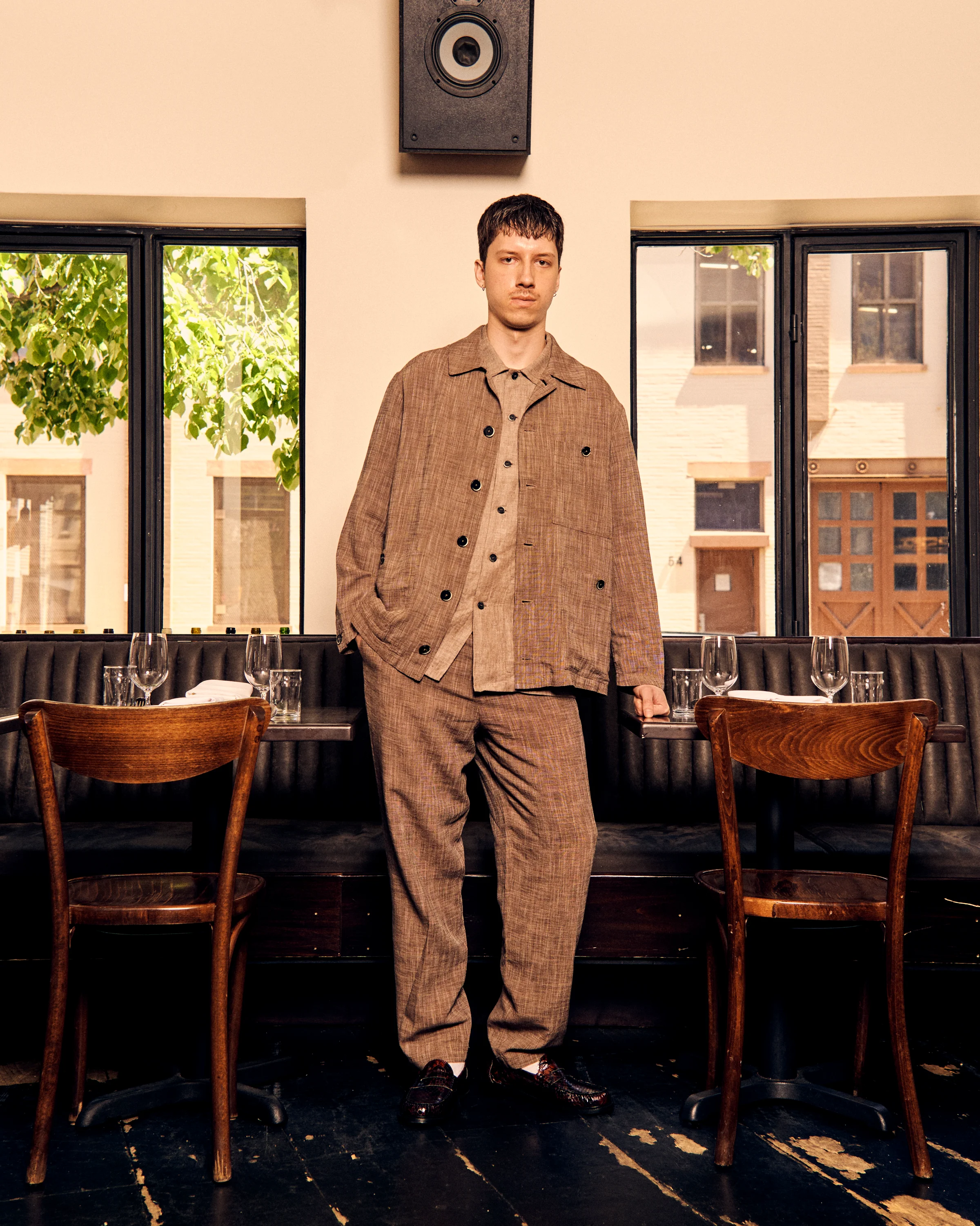 Donde Short Sleeve Pocket Shirt Brown Linen - Image 5