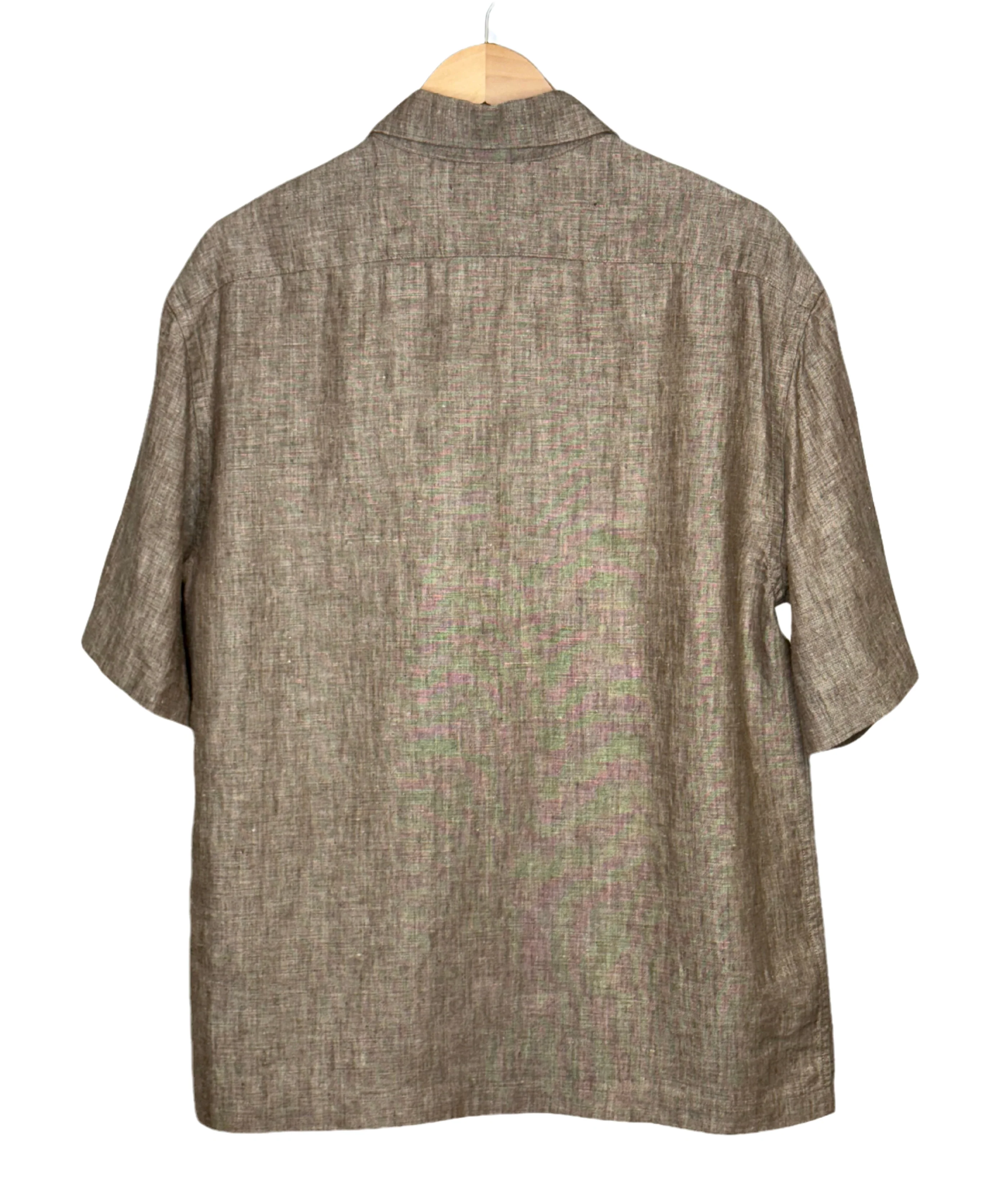 Donde Short Sleeve Pocket Shirt Brown Linen - Image 8