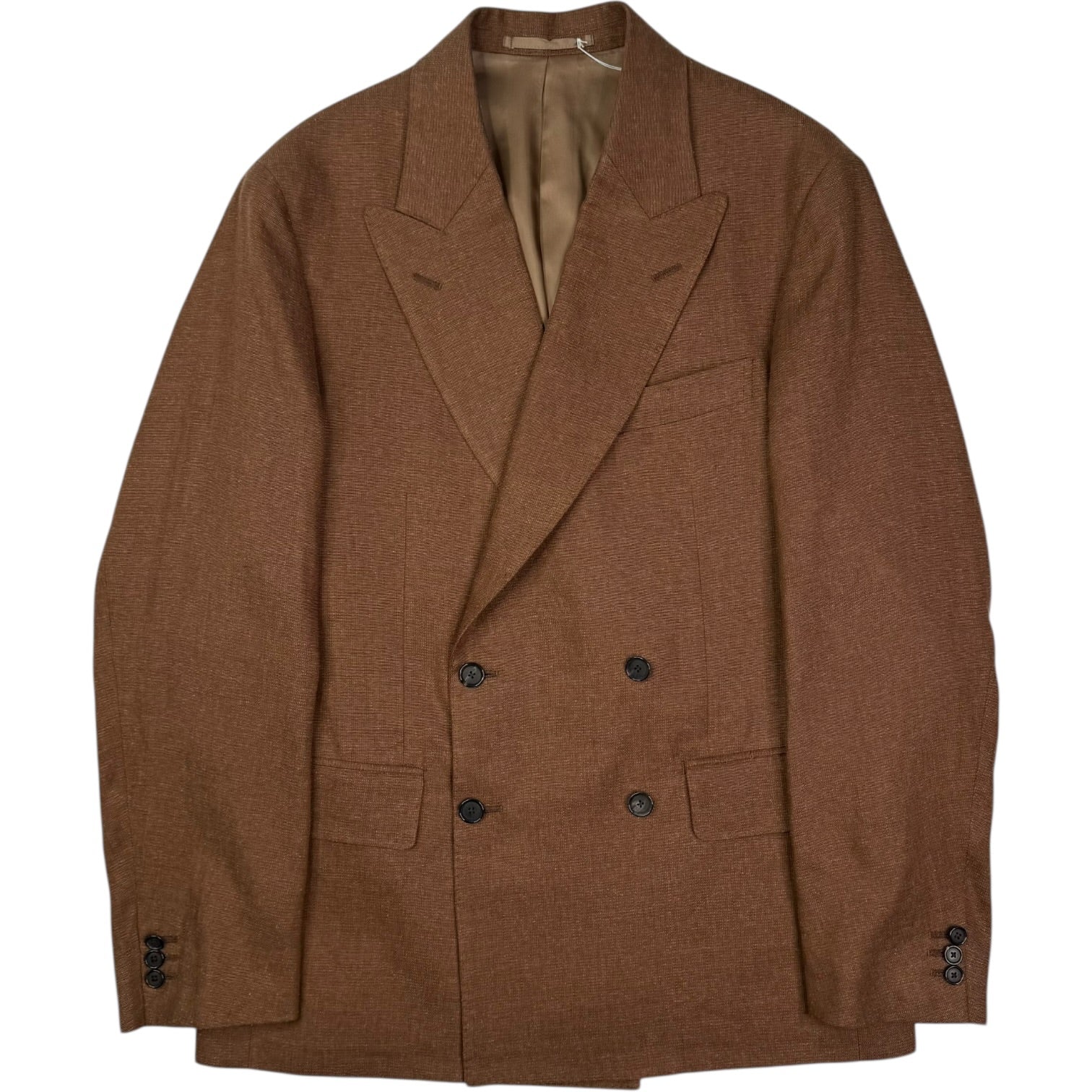 Double Breasted Blazer Brown Linen Silk