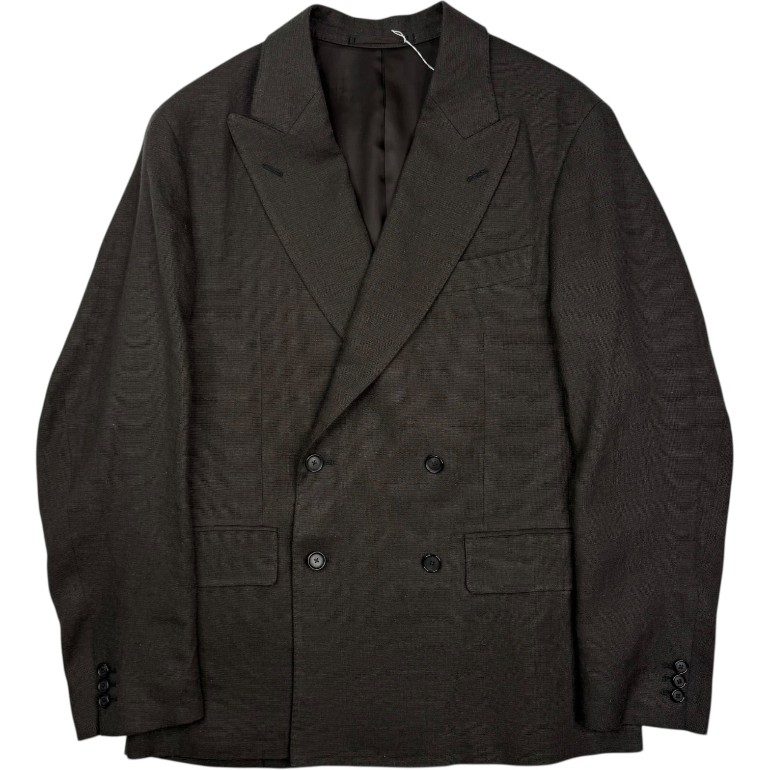 Double Breasted Blazer Ink Black Linen Silk - Image 3
