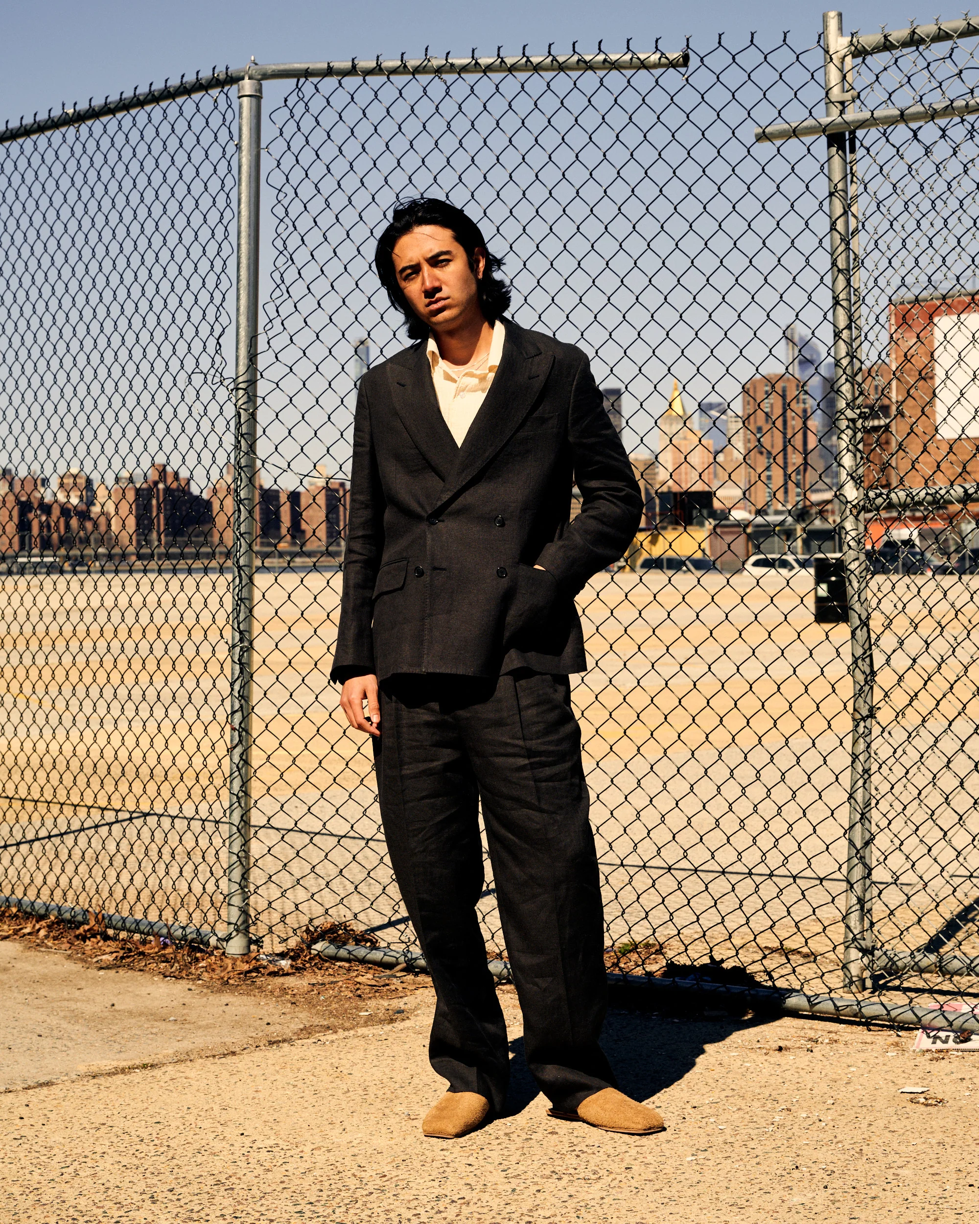 Double Breasted Blazer Ink Black Linen Silk - Image 6