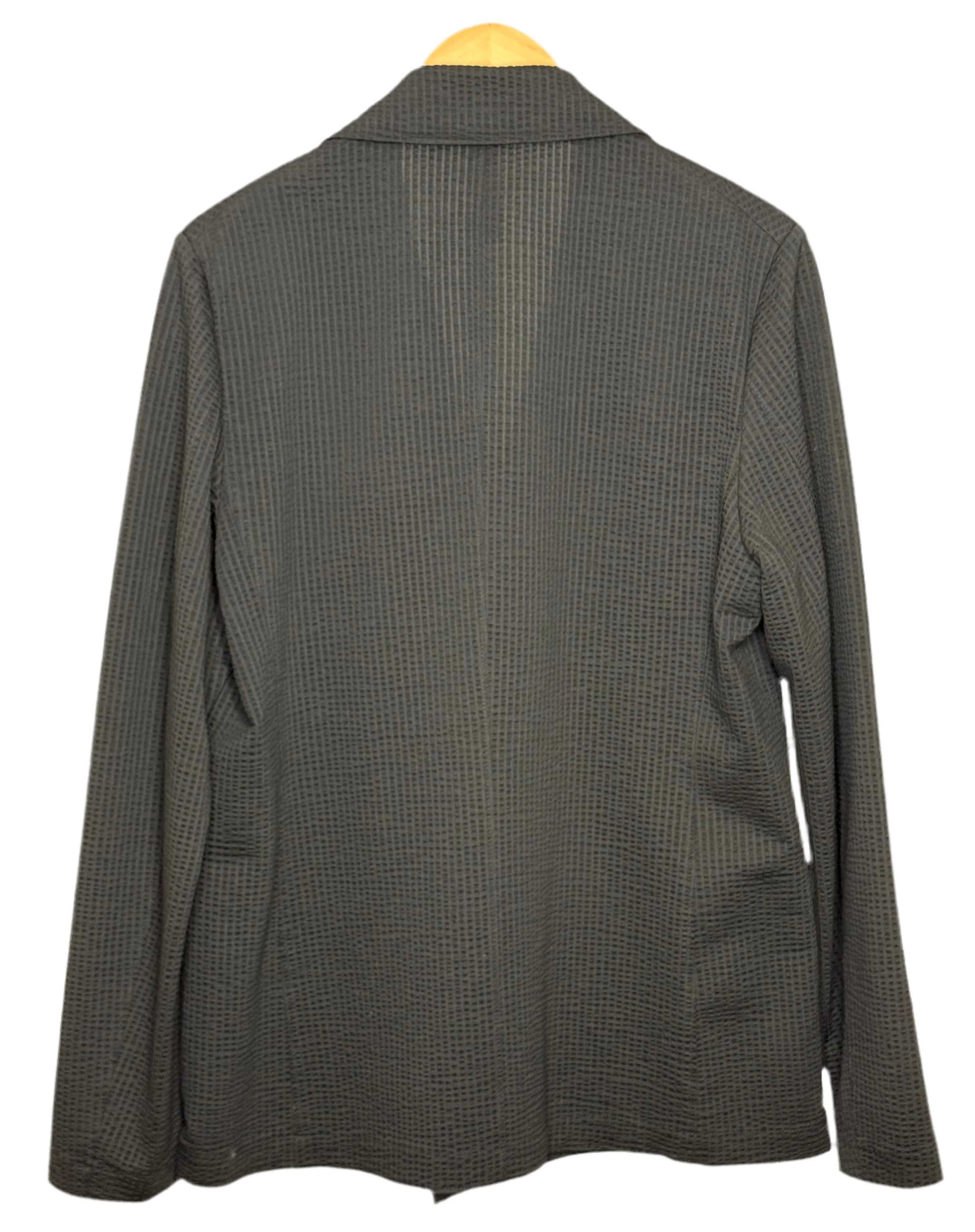 Double Breasted Peak Lapel Blazer Coolmax Seersucker Black - Image 2
