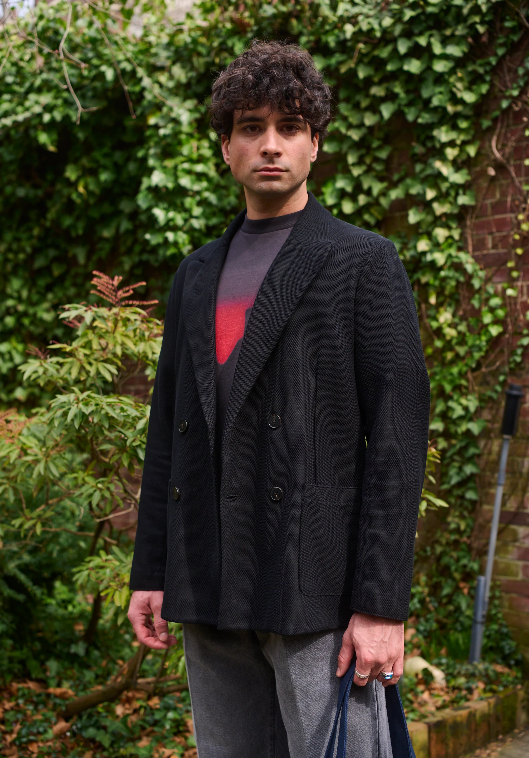 Double Breasted Peak Lapel Loro Piana Exclusive Honeycomb Black - Image 10