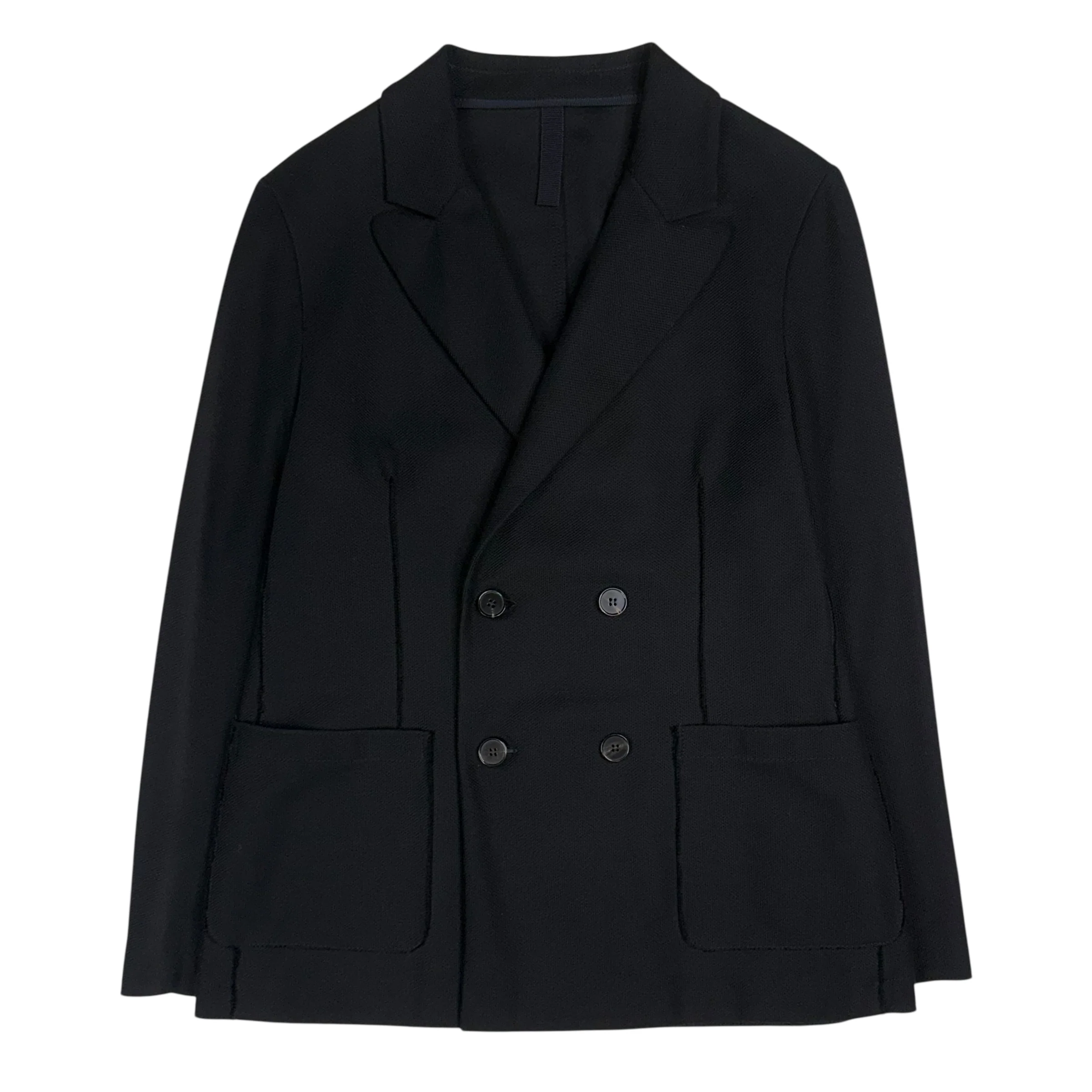 Double Breasted Peak Lapel Loro Piana Exclusive Honeycomb Black - Image 3