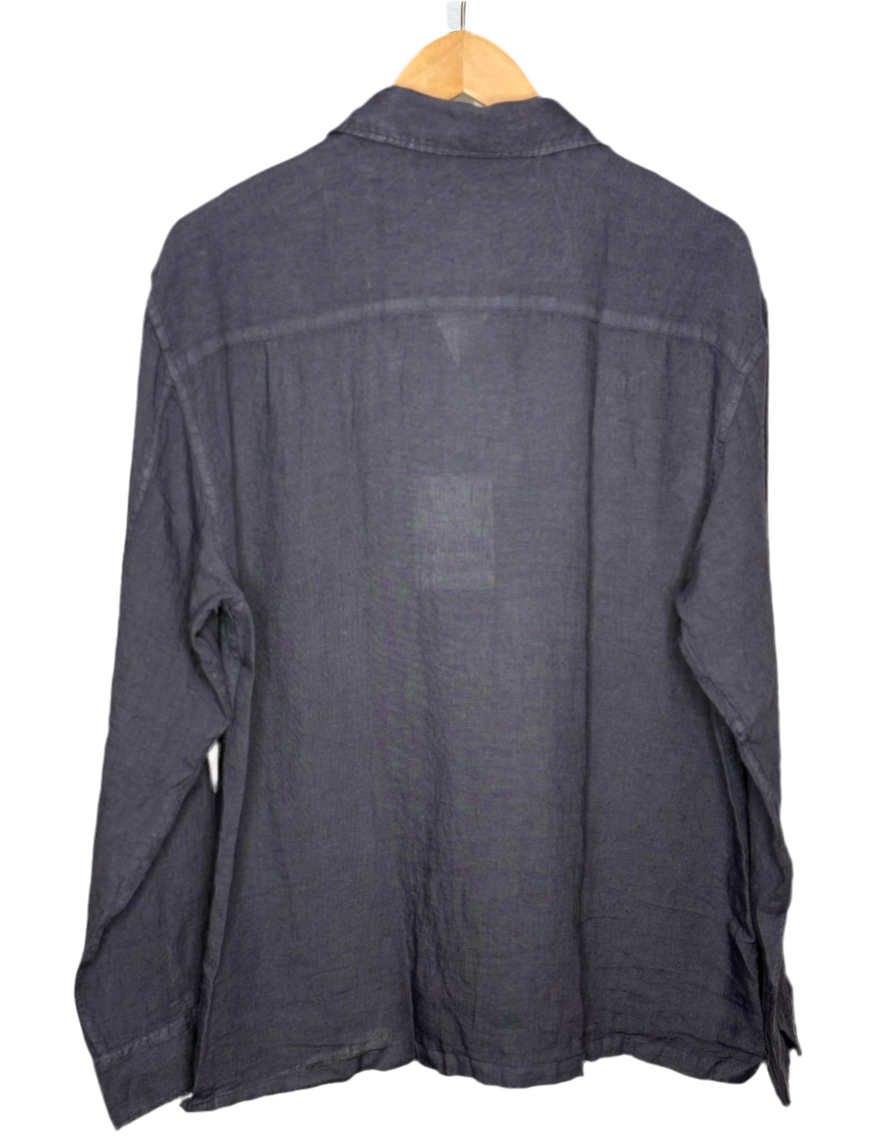 Eliot Garment Dyed Long Sleeve Camp Shirt Navy - Image 2