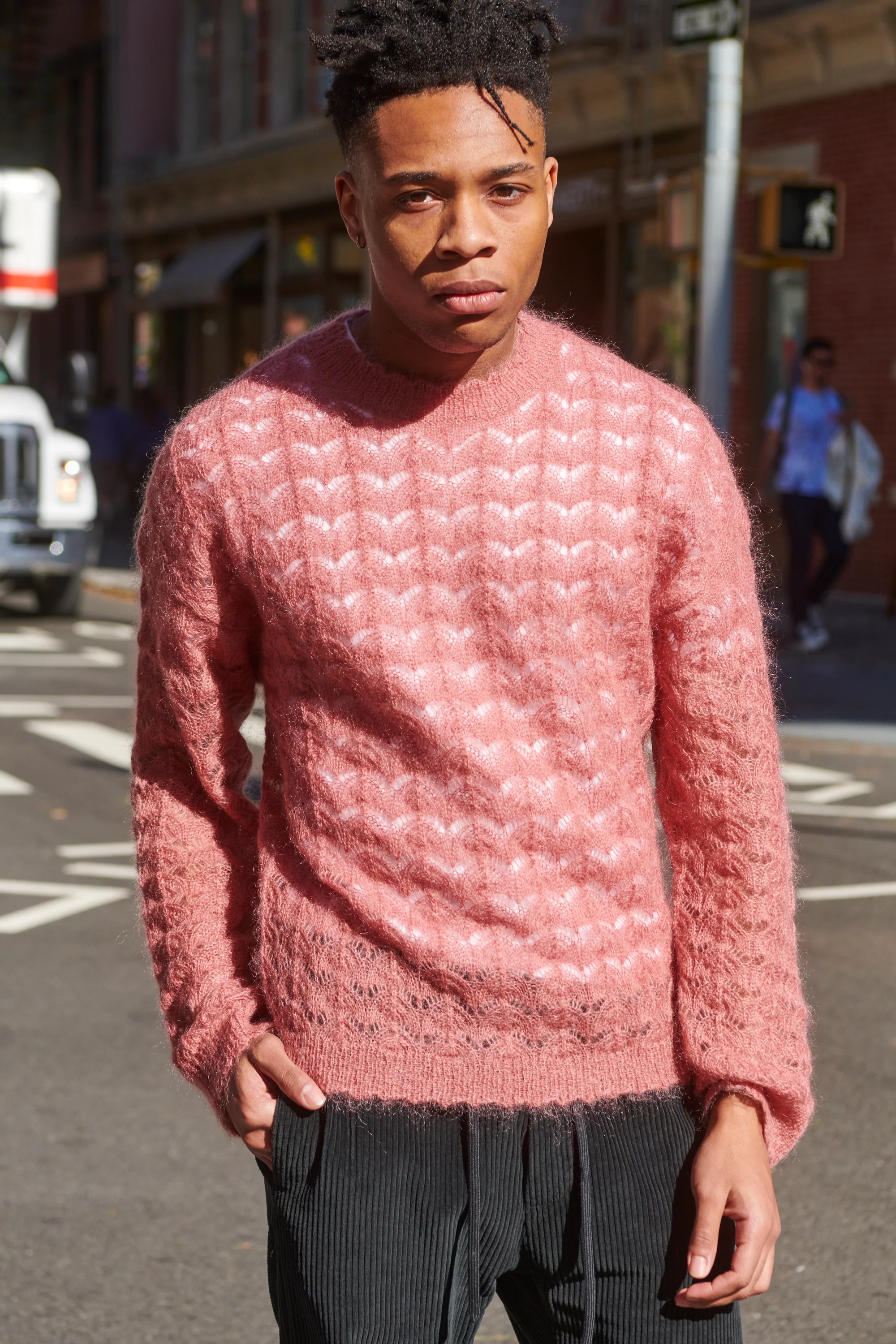 Elnar Pink Pointelle Lace Knit Jumper - Image 7