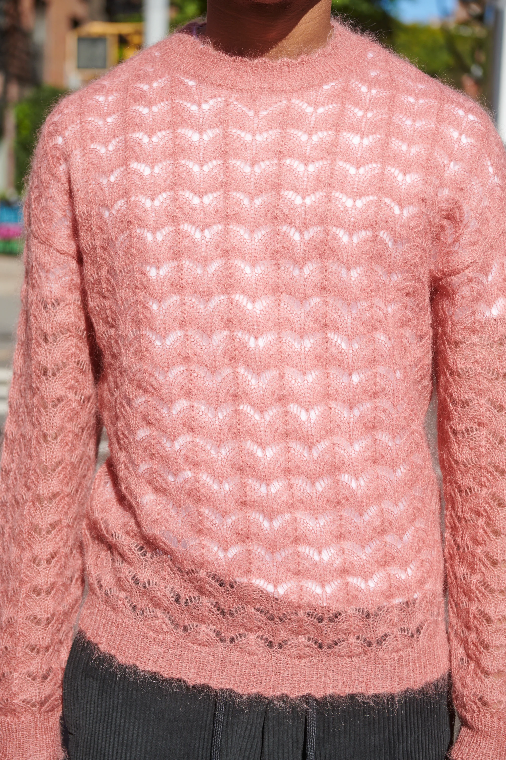 Elnar Pink Pointelle Lace Knit Jumper - Image 9