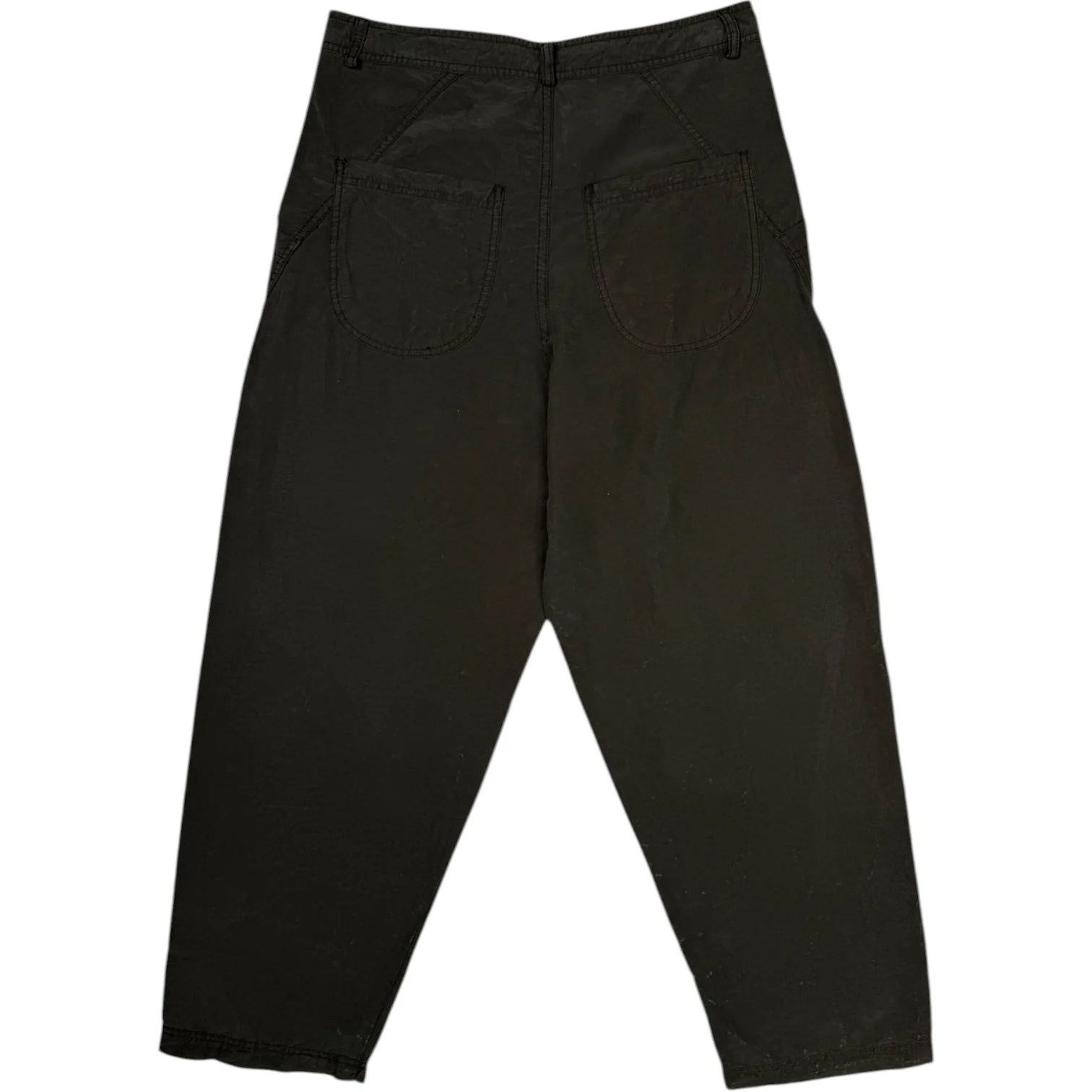 Garment Dyed Twisted Seam Trouser Dark Olive Tencel Linen Cotton - Image 3