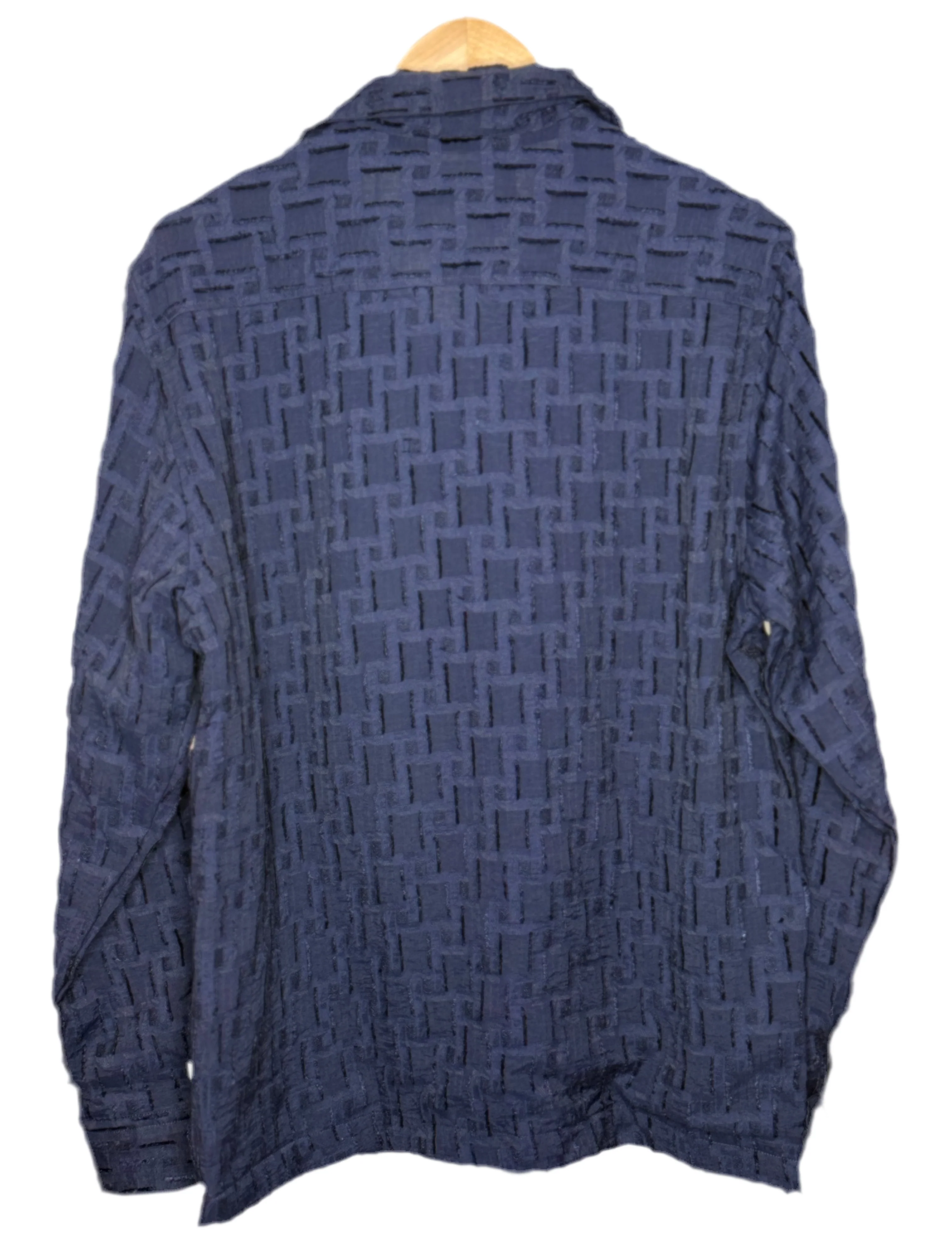 Hank Overshirt Navy Blue Viscose Blend - Image 2