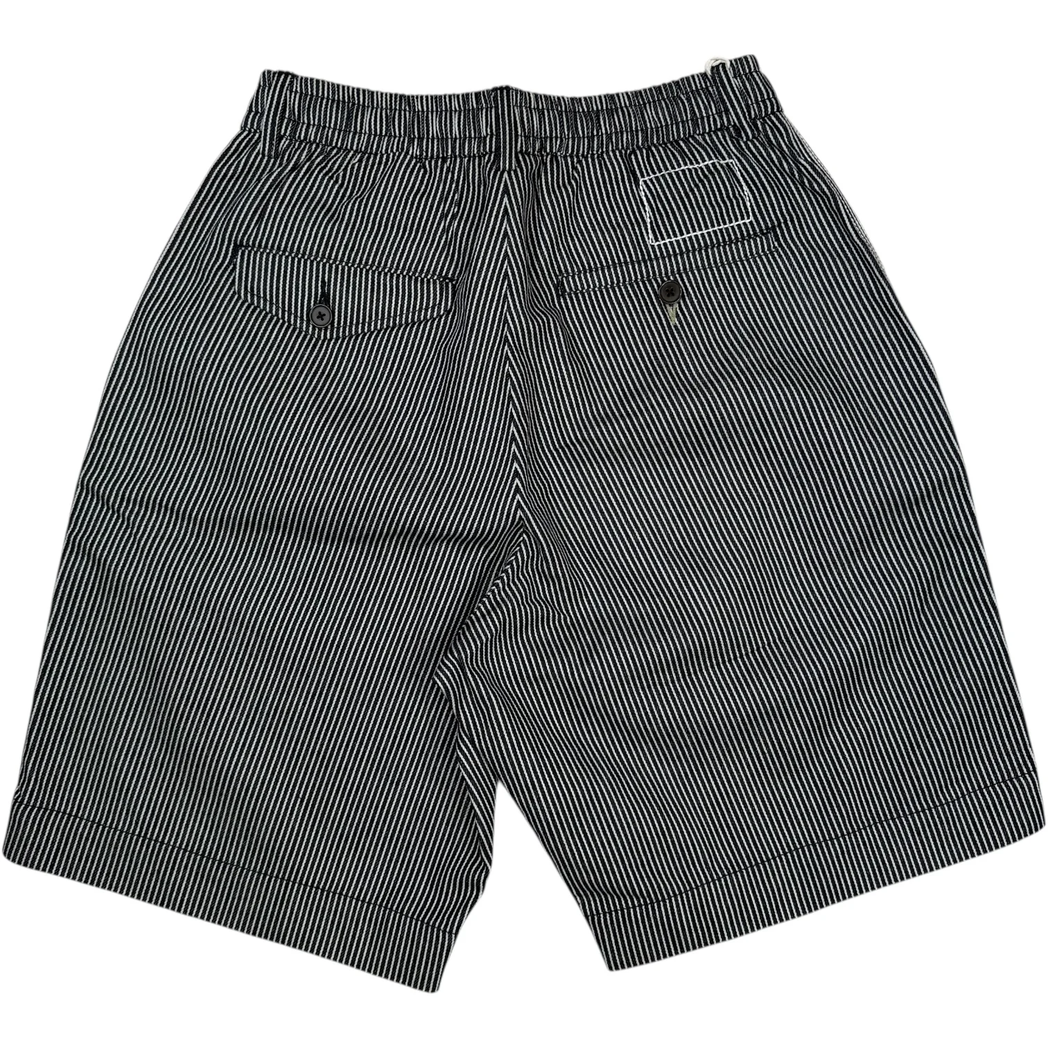 Indigo Hickory Stripe Denim Pleated Track Short - Image 2