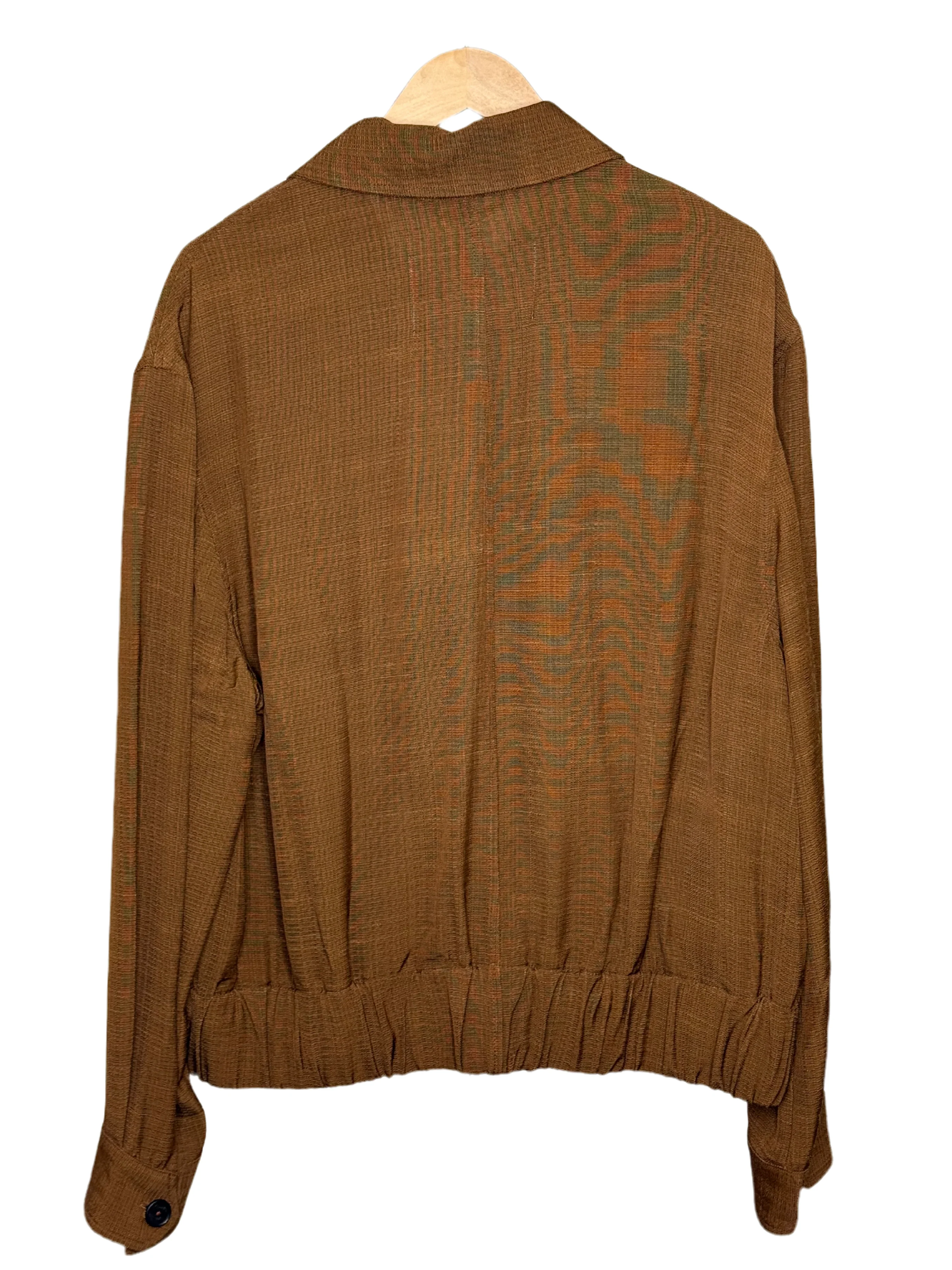 Isola Blouson Jacket Textured Italian Viscose Brown - Image 2