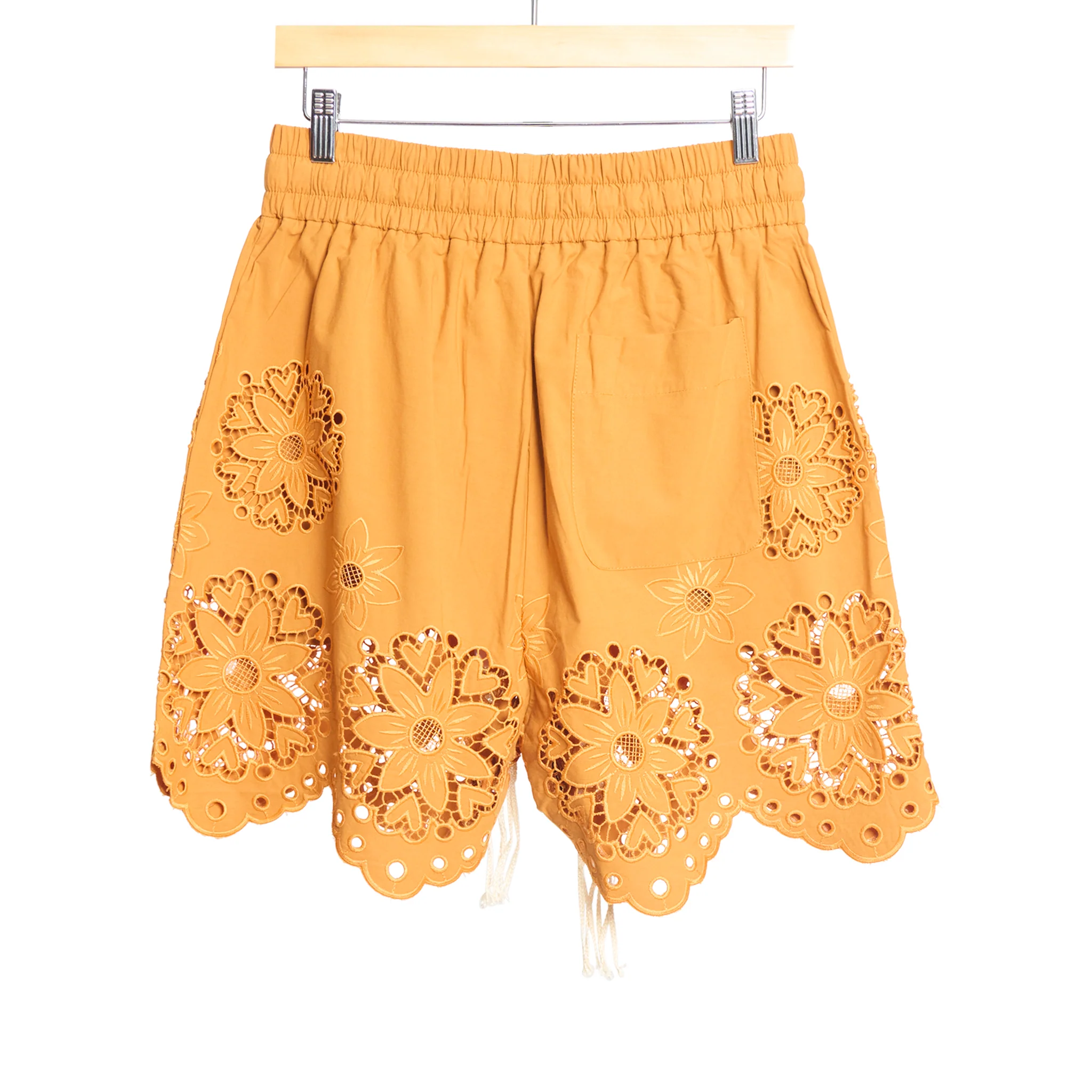 Jamie Drawstring Short Floral Broderie Anglais Orange - Image 2