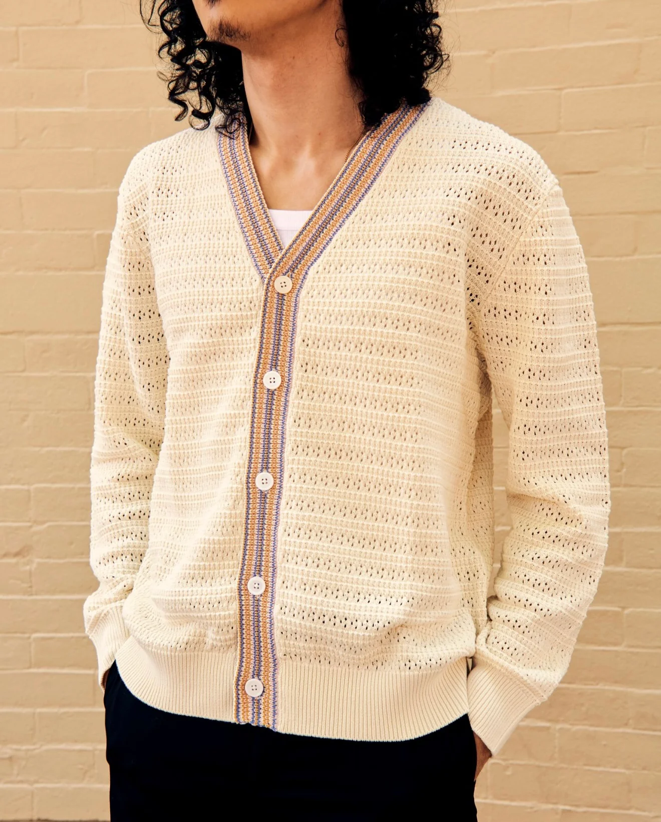 Josh Cardigan Ivory Cotton - Image 2