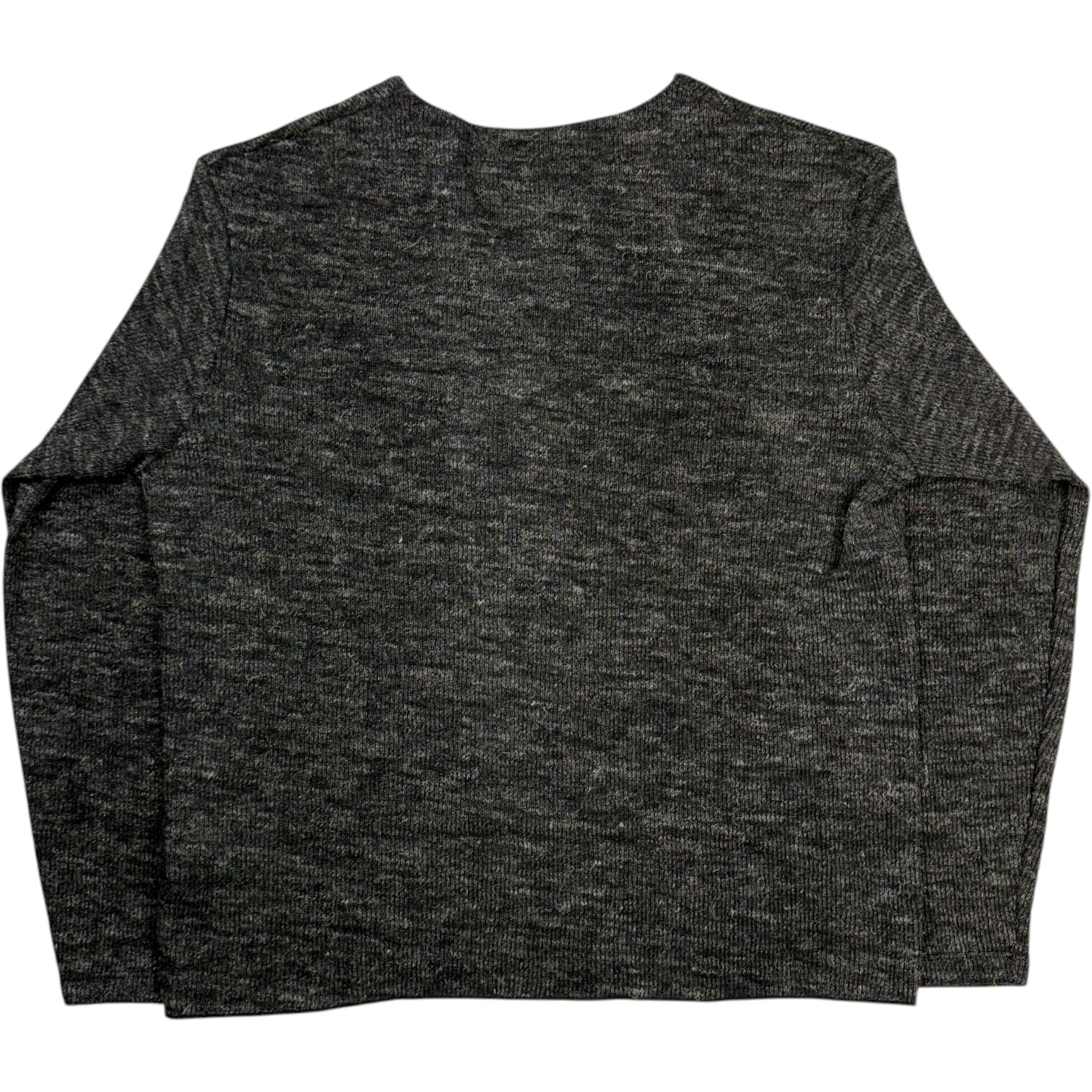 Linen Wool V Neck Black Melange - Image 2