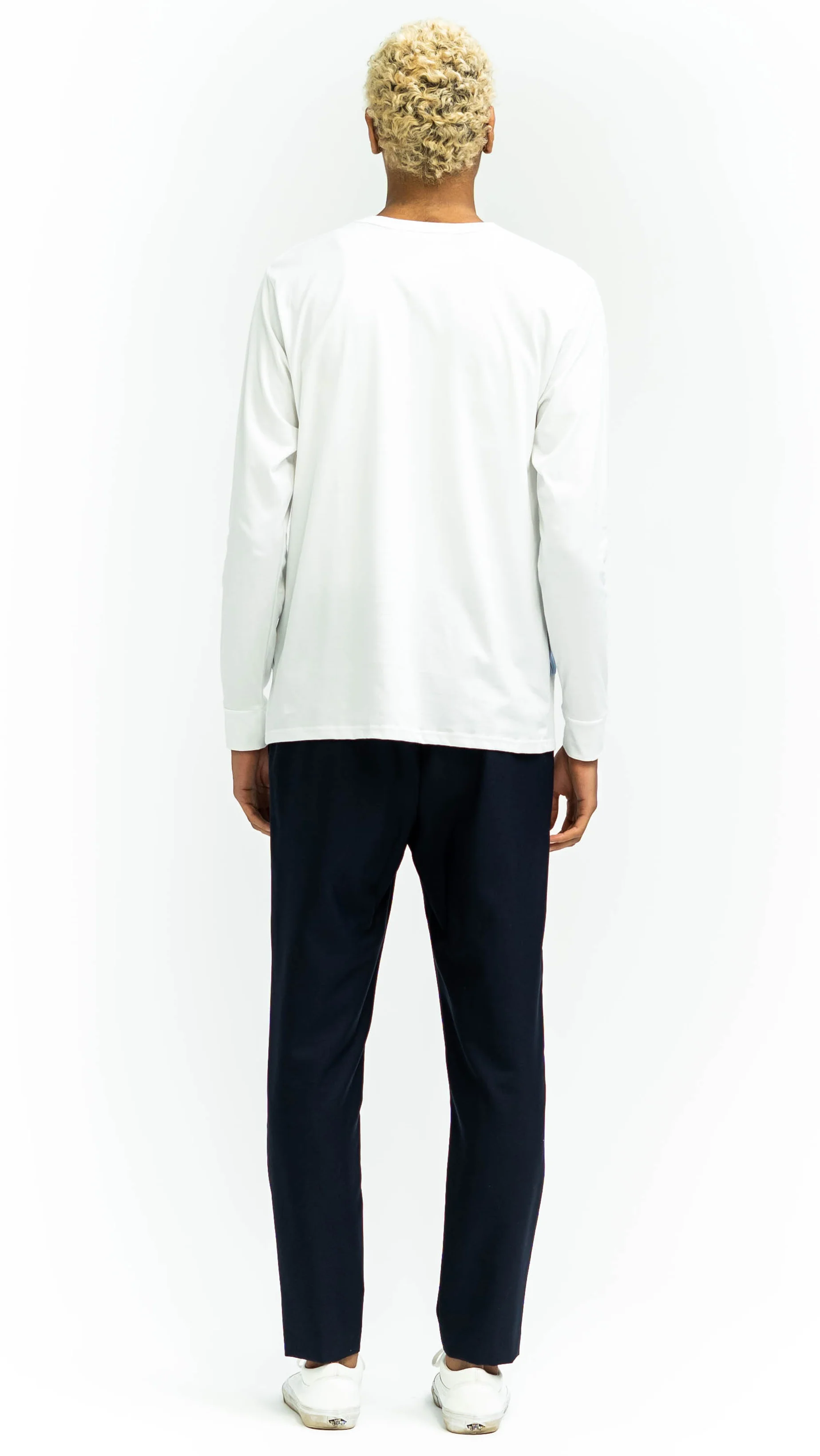 Long Sleeve T-Shirt Front Woven Patches White Cotton - Image 4
