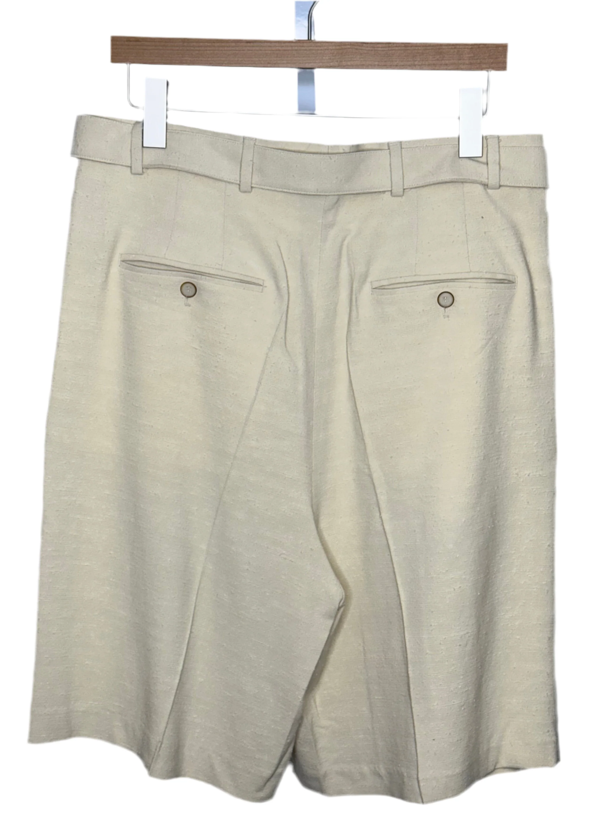 Marshall Double Pleated Belted Wide Leg Short Textured Cream - Image 2