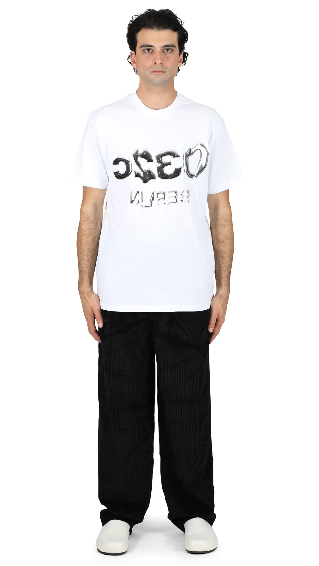 Metallic Glitch Selfie T-Shirt White - Image 3